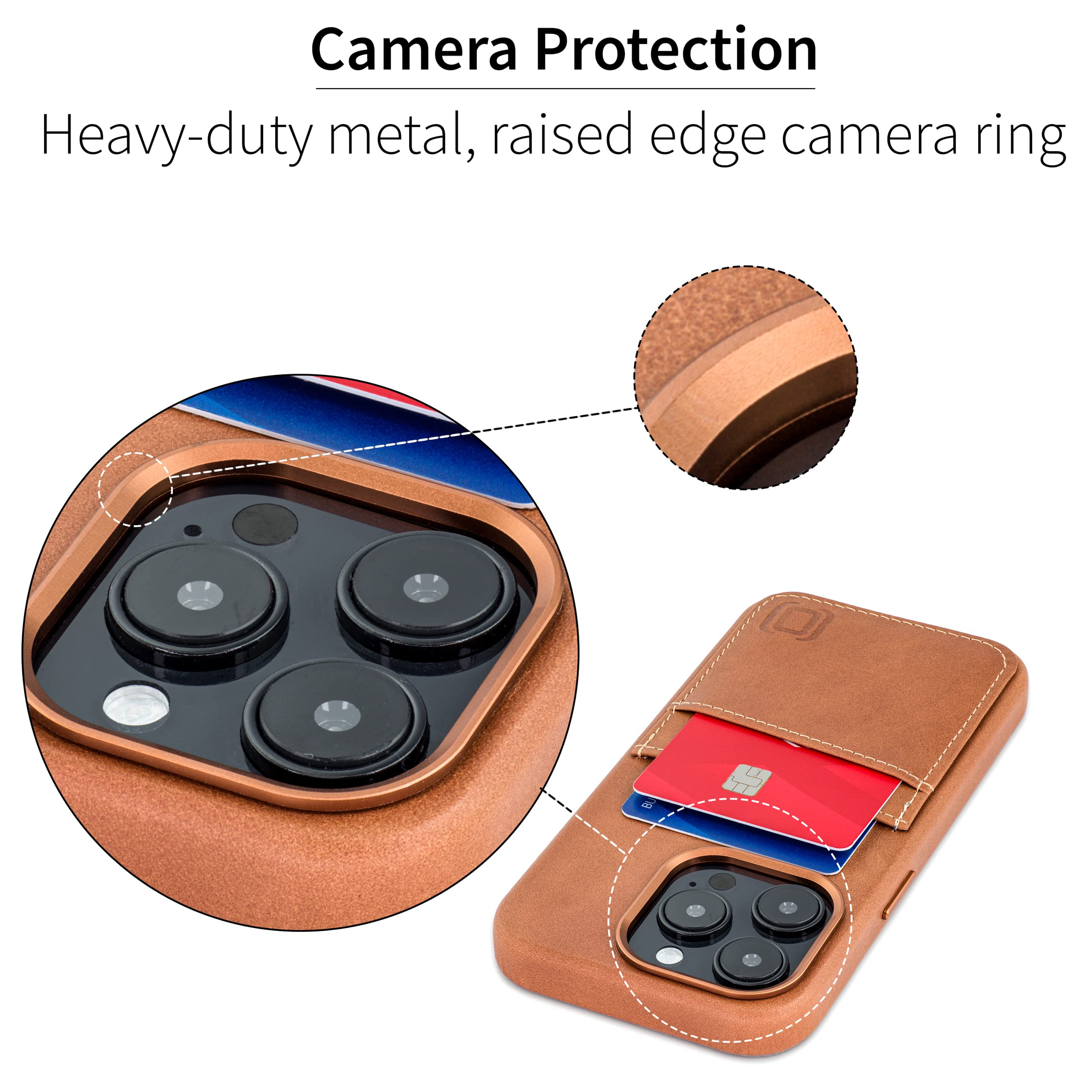 Foto 5 pulgar | Funda De Piel Auténtica Dockem Para Iphone 14 Pro, Color Marrón Claro - Venta Internacional.