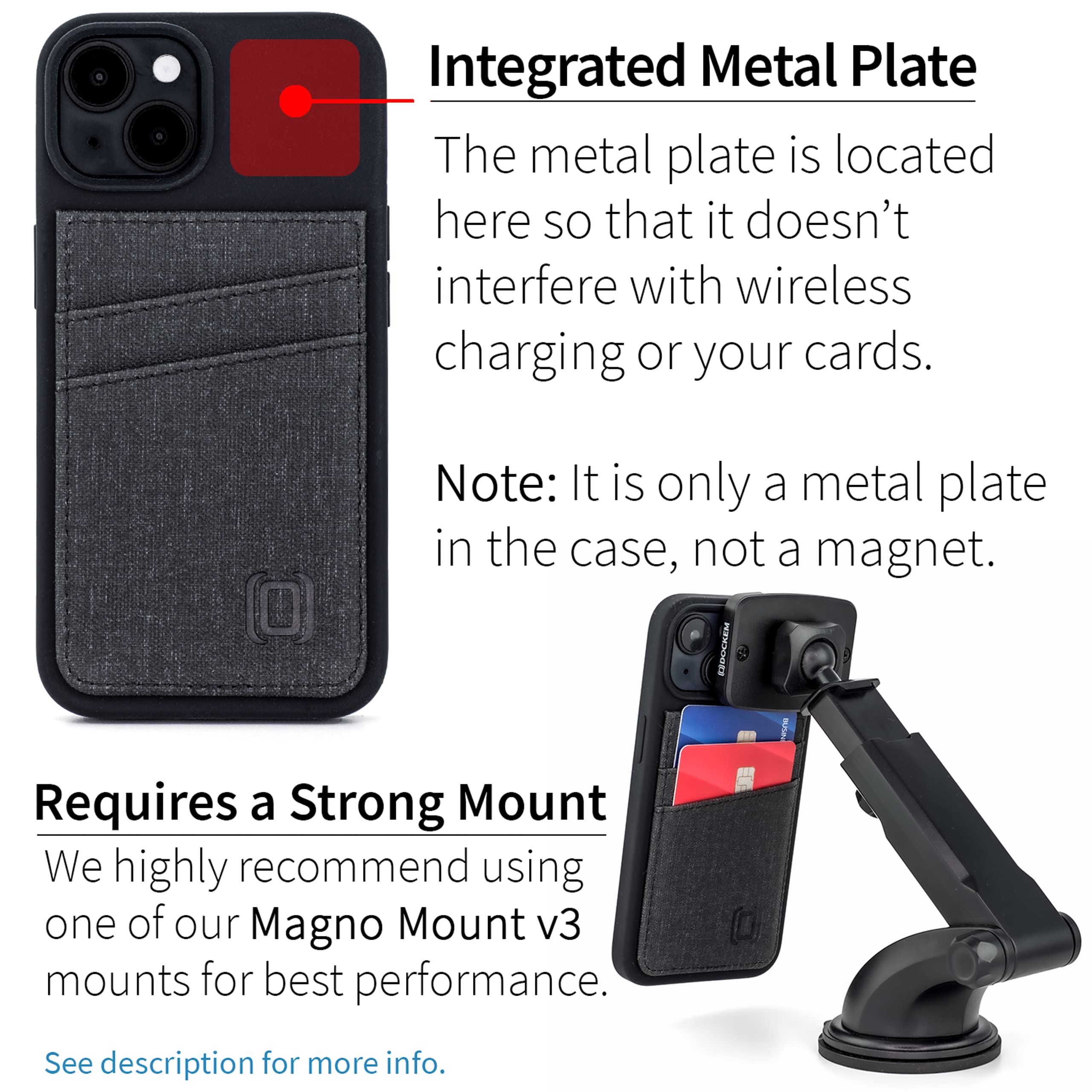 Foto 3 | Tarjetero Dockem Para Iphone 14 Con Carcasa De Silicona Líquida, Color Negro - Venta Internacional.