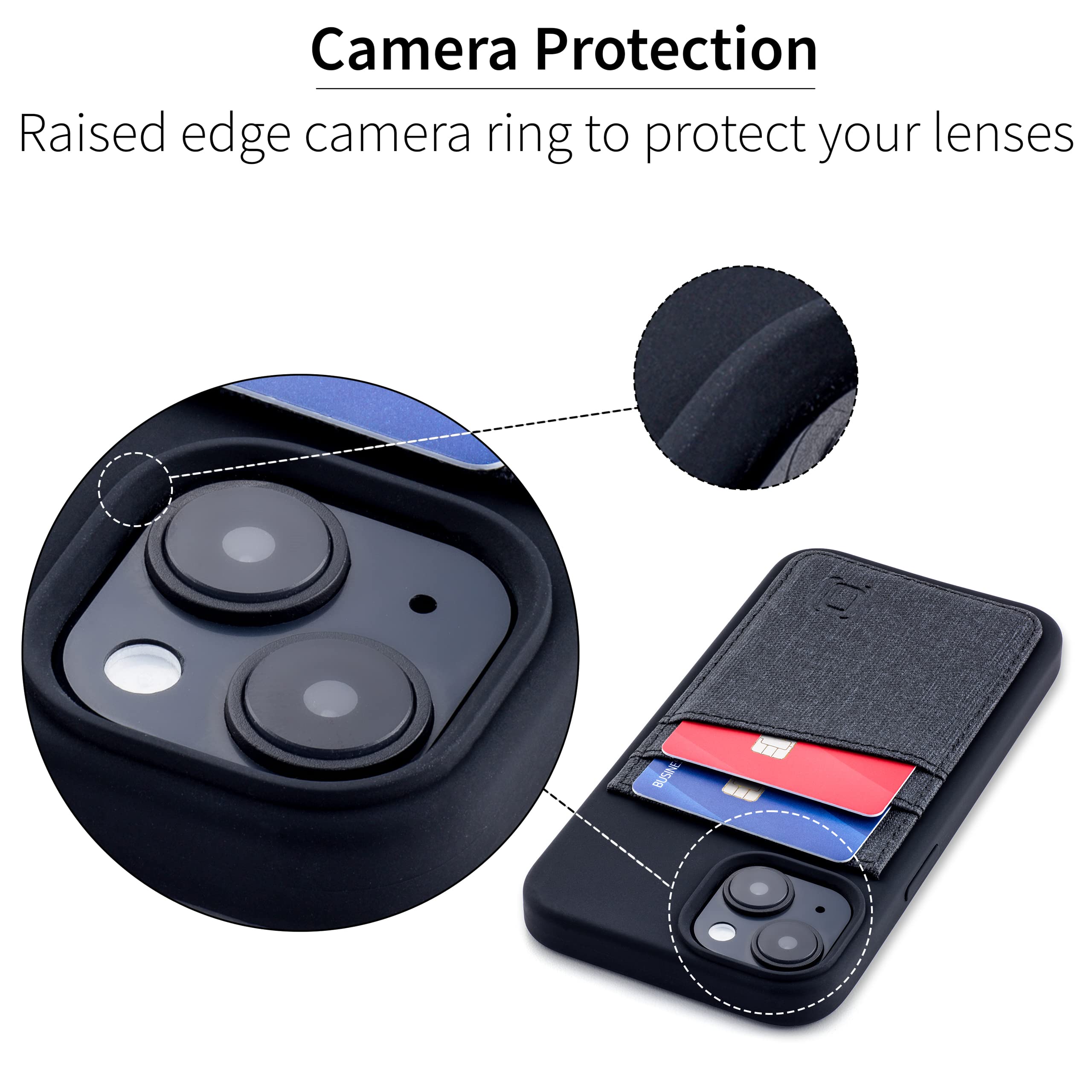 Foto 5 pulgar | Tarjetero Dockem Para Iphone 14 Con Carcasa De Silicona Líquida, Color Negro - Venta Internacional.