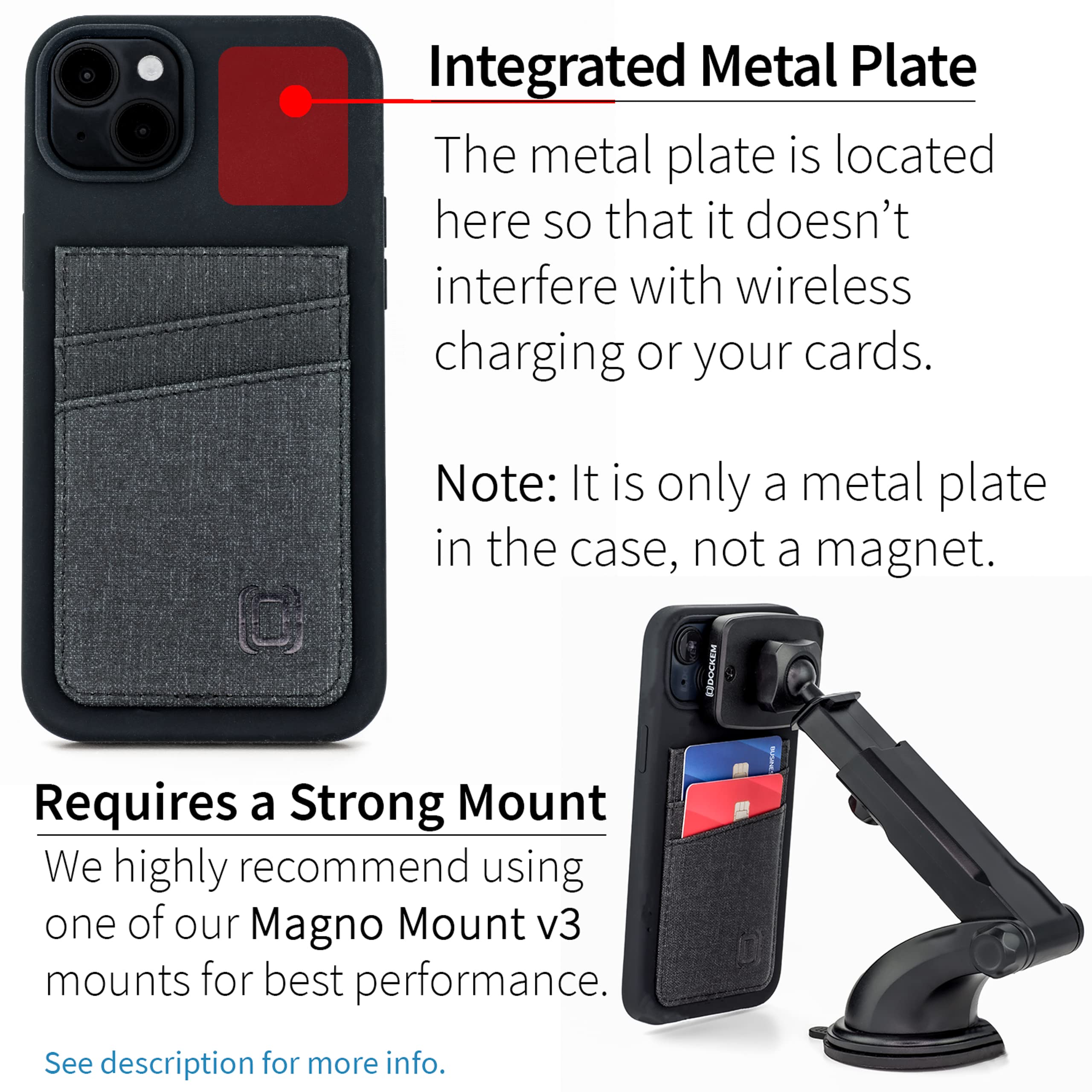 Foto 4 pulgar | Tarjetero Dockem Para Iphone 14 Plus Con Silicona Líquida, Color Negro - Venta Internacional.