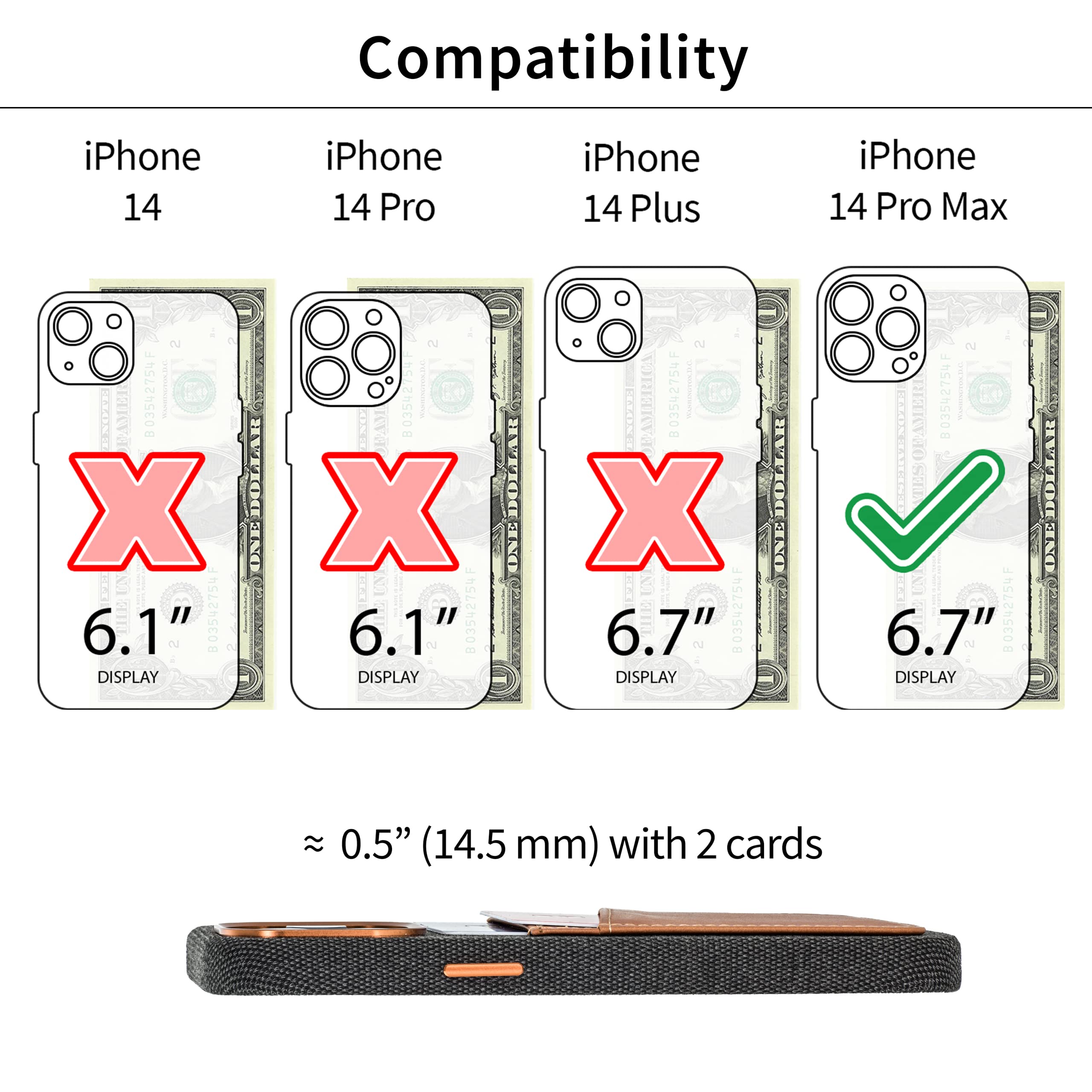 Foto 3 pulgar | Tarjetero De Tela Dockem Para Iphone 14 Pro Max Con Placa De Metal - Venta Internacional.
