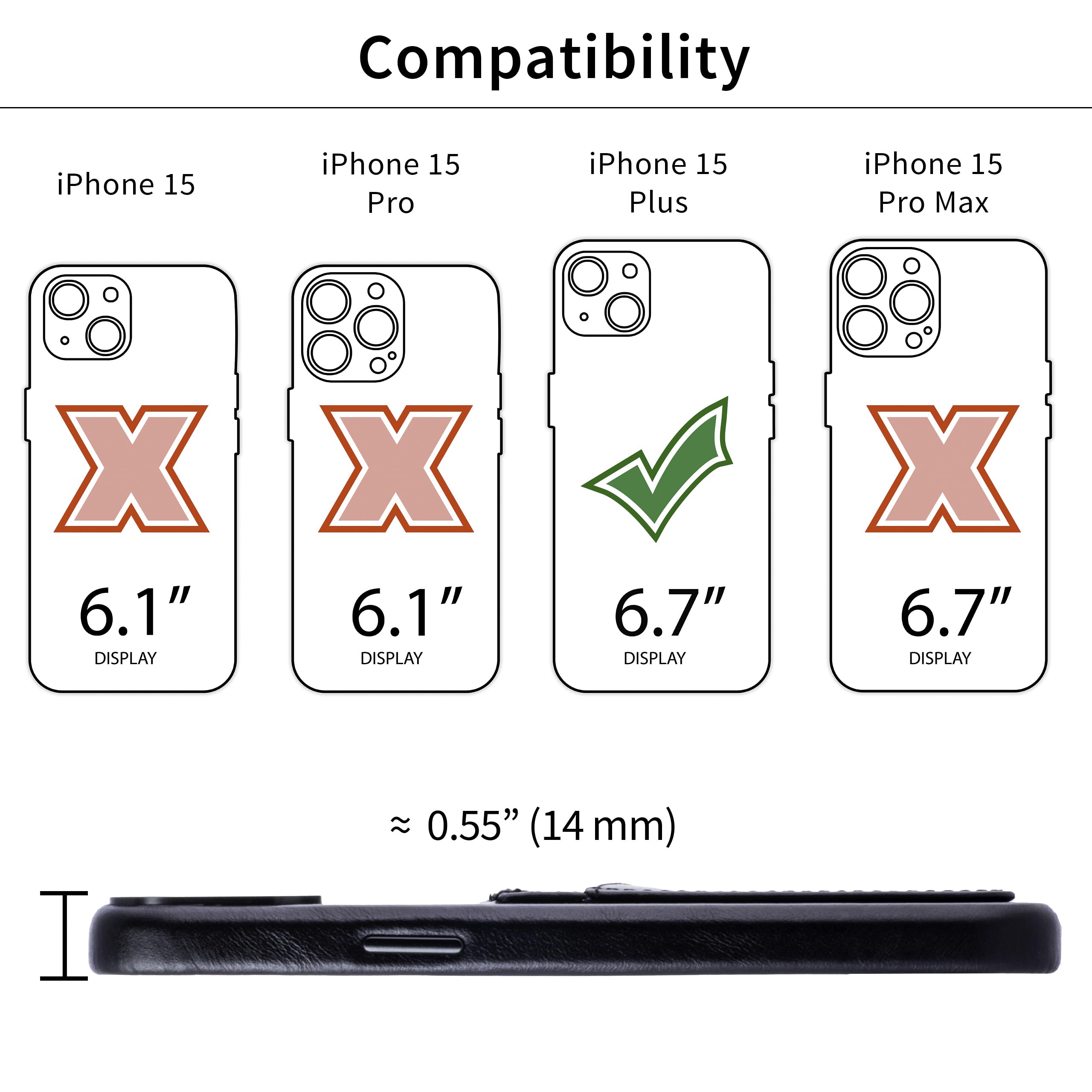 Foto 2 | Tarjetero Dockem De Piel Auténtica Para Iphone 15 Plus, Color Negro - Venta Internacional.