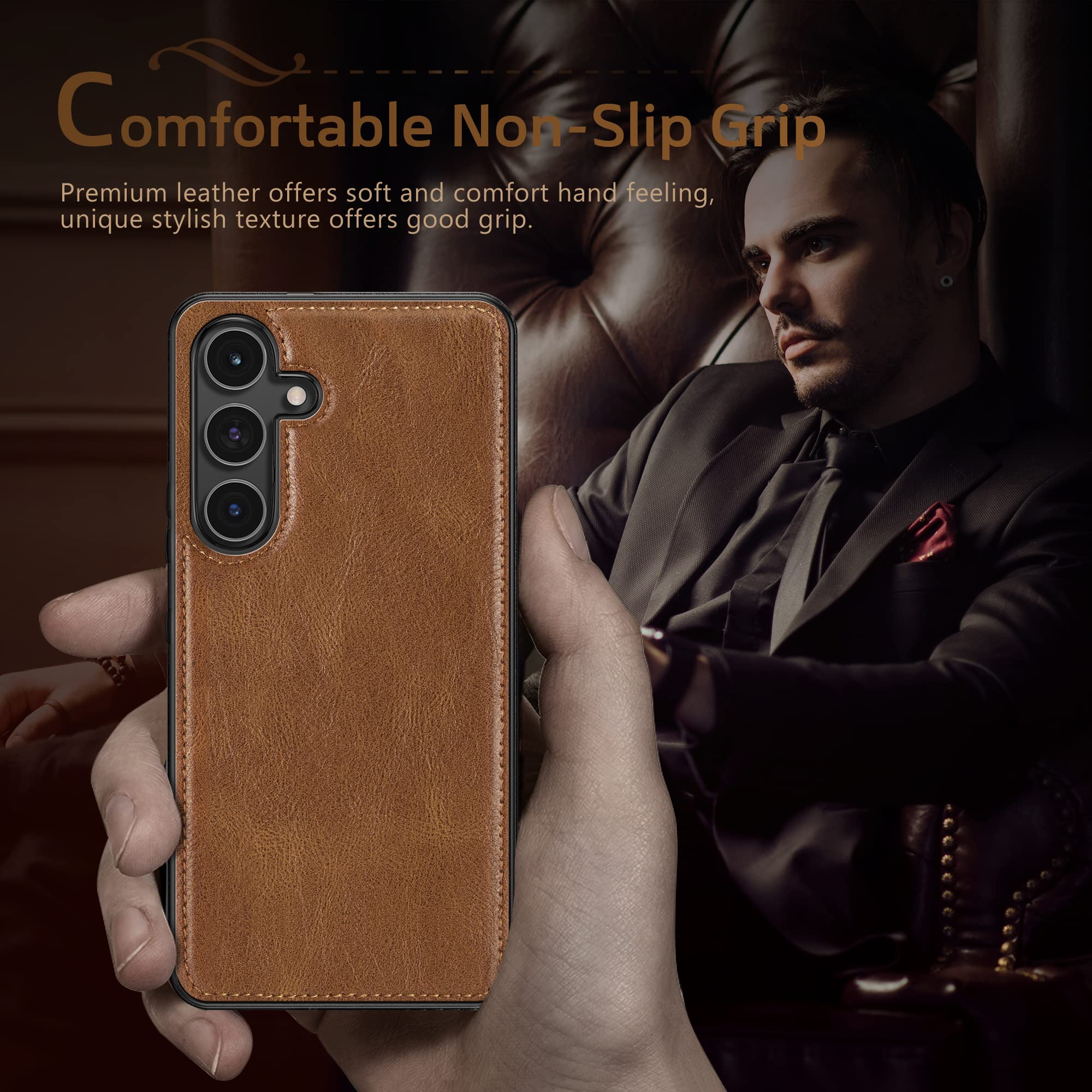 Foto 5 pulgar | Funda De Teléfono Lohasic Para Samsung Galaxy A54 5g De Piel Sintética, Color Marrón - Venta Internacional.