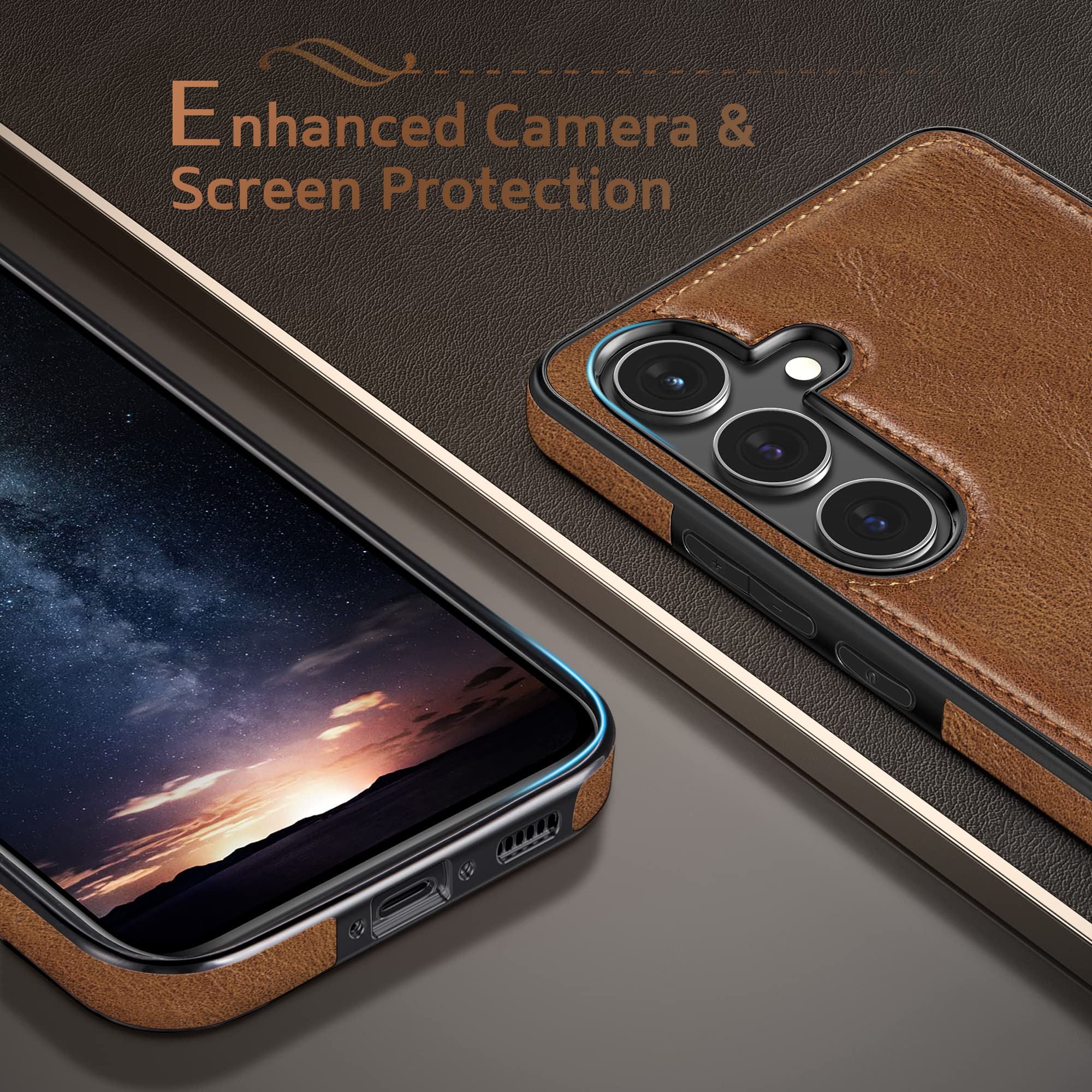 Foto 6 pulgar | Funda De Teléfono Lohasic Para Samsung Galaxy A54 5g De Piel Sintética, Color Marrón - Venta Internacional.