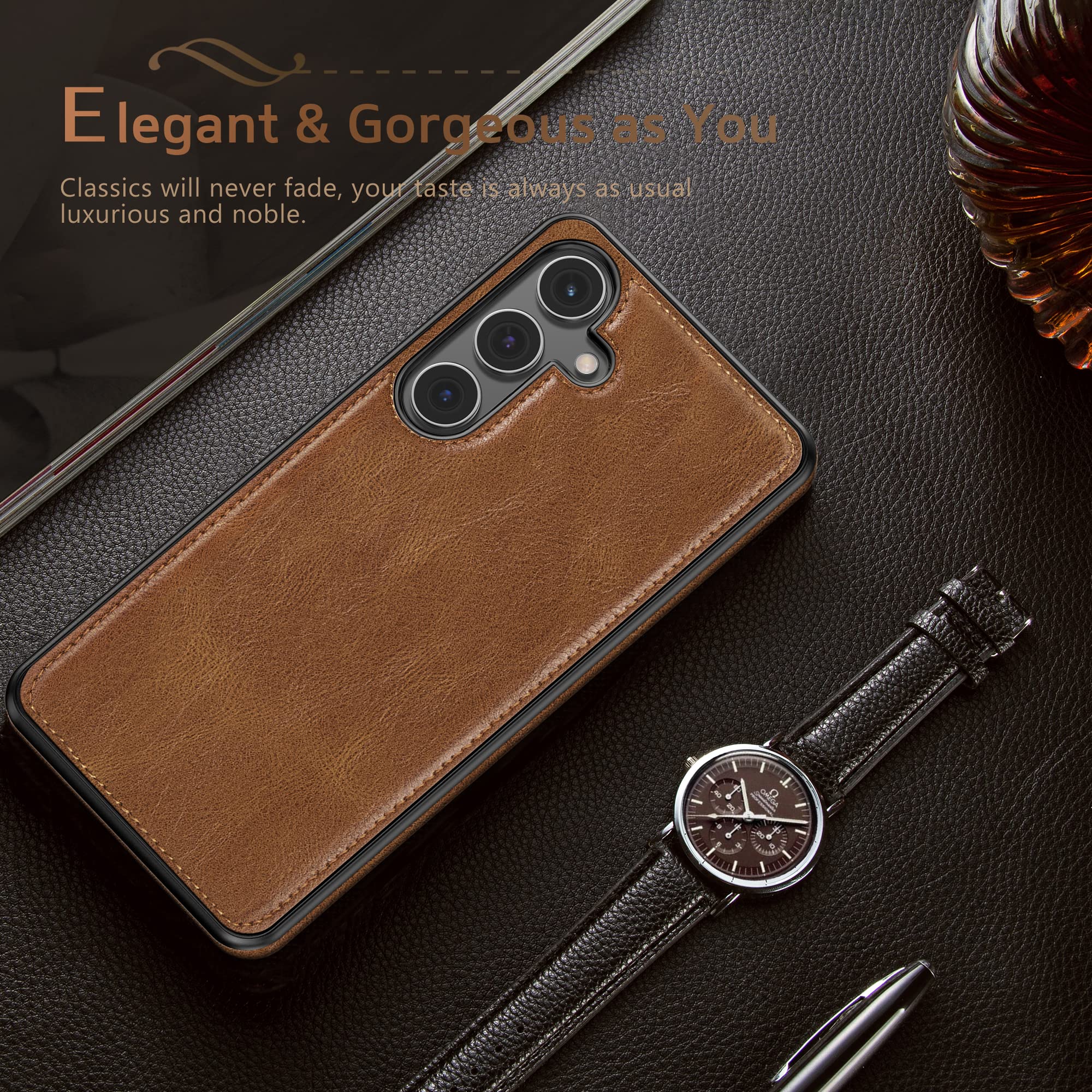 Foto 7 pulgar | Funda De Teléfono Lohasic Para Samsung Galaxy A54 5g De Piel Sintética, Color Marrón - Venta Internacional.
