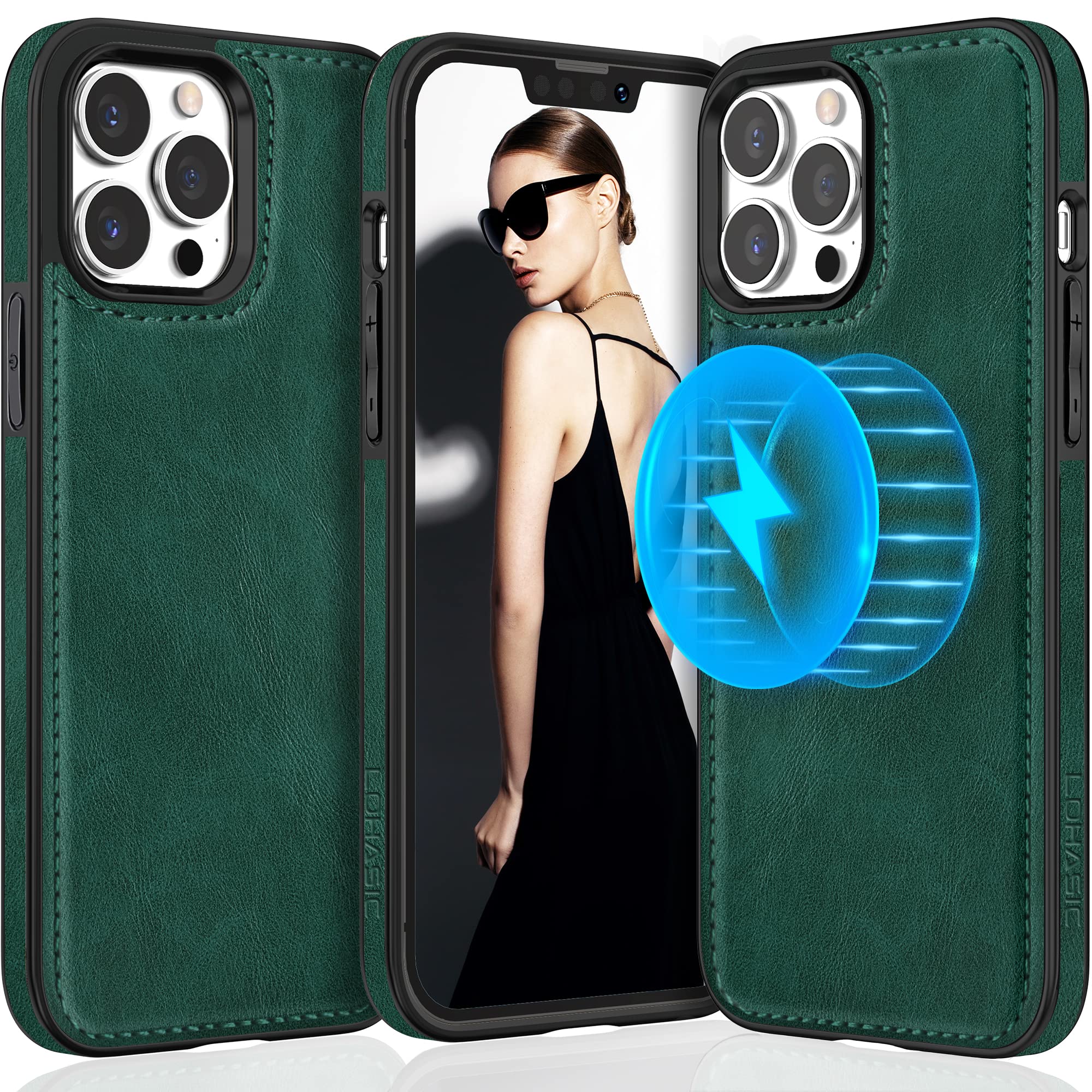 Funda De Piel Sintética Lohasic Para Iphone 14 Pro Max, Vintage, Color Verde - Venta Internacional.