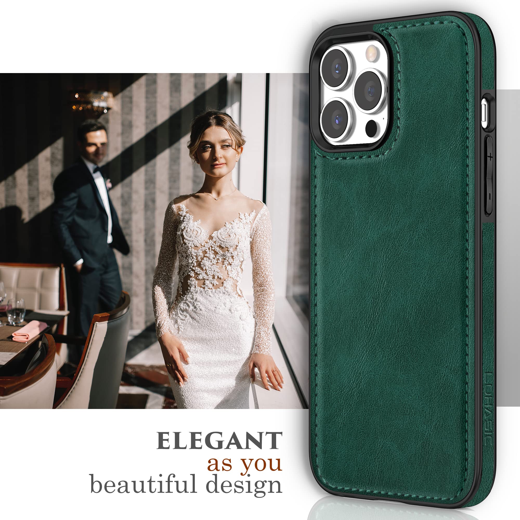 Foto 6 pulgar | Funda De Piel Sintética Lohasic Para Iphone 14 Pro Max, Vintage, Color Verde - Venta Internacional.