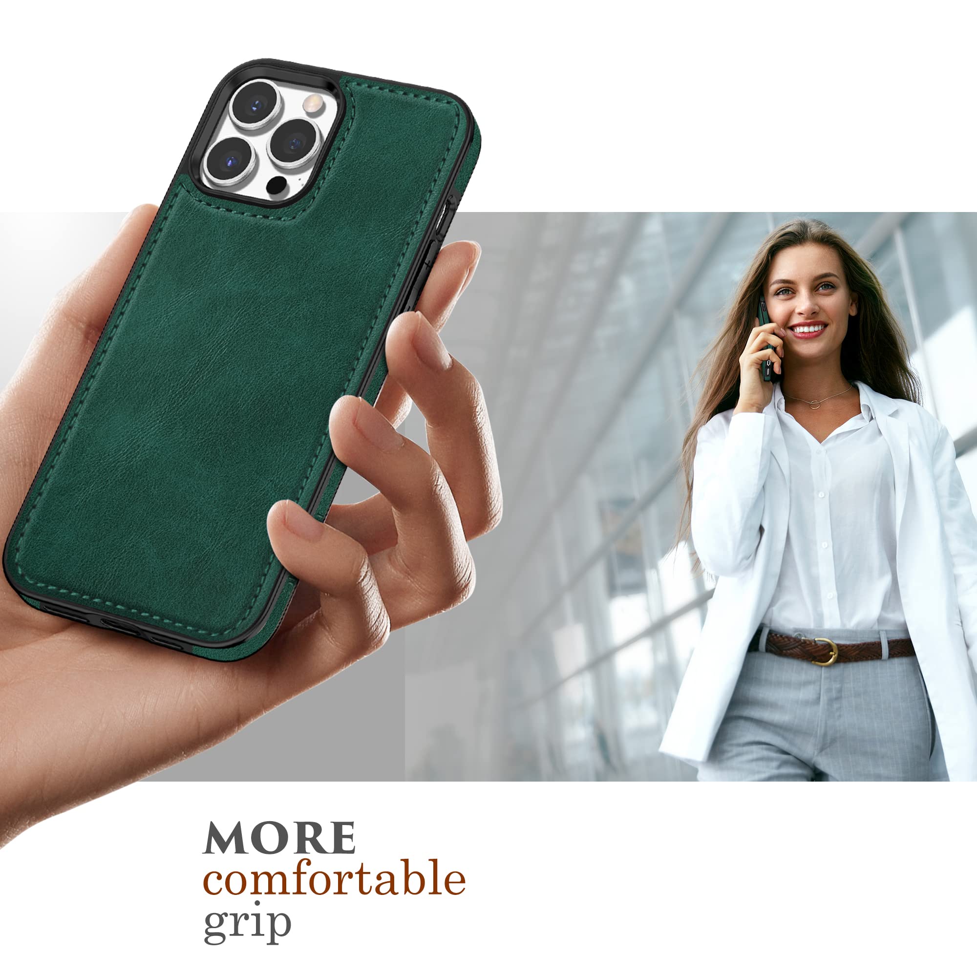 Foto 7 pulgar | Funda De Piel Sintética Lohasic Para Iphone 14 Pro Max, Vintage, Color Verde - Venta Internacional.