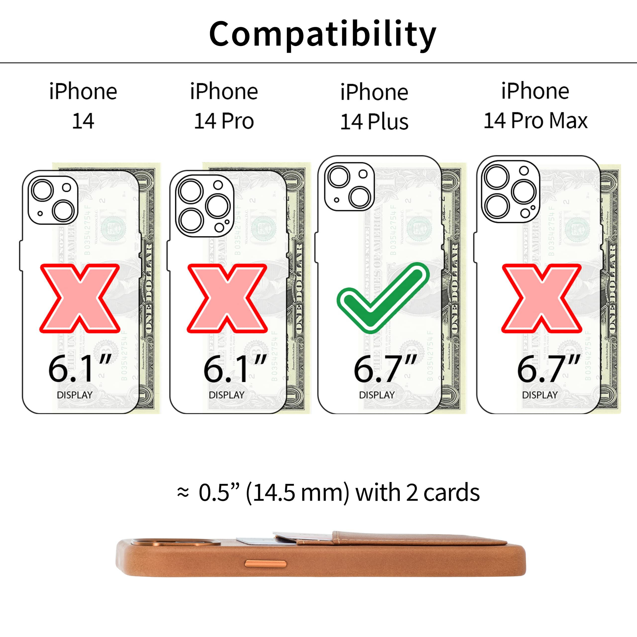 Foto 3 pulgar | Funda De Piel Auténtica Dockem Para Iphone 14 Plus, Color Marrón Claro - Venta Internacional.