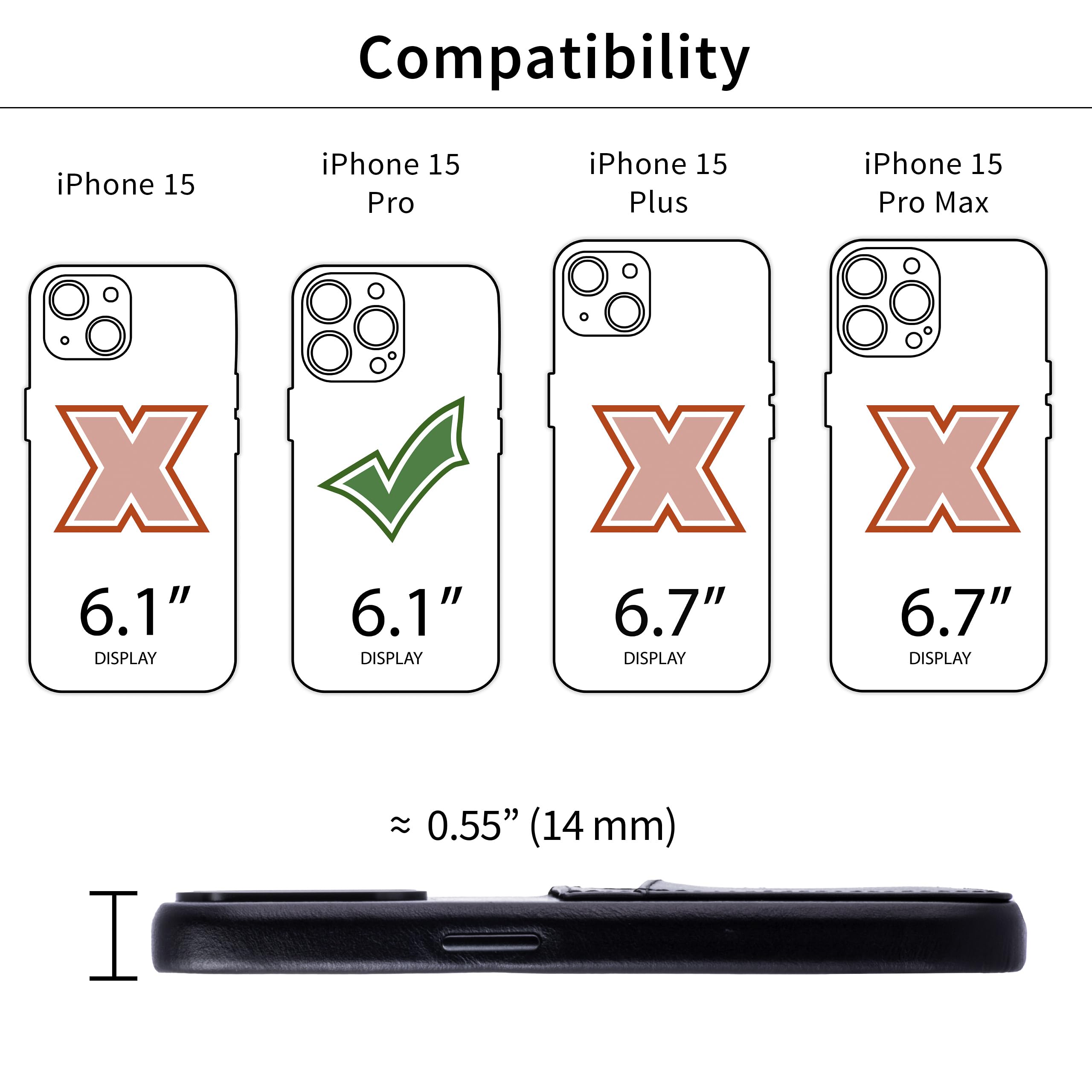 Foto 3 pulgar | Tarjetero Dockem De Piel Auténtica Para Iphone 15 Pro, Color Negro - Venta Internacional.