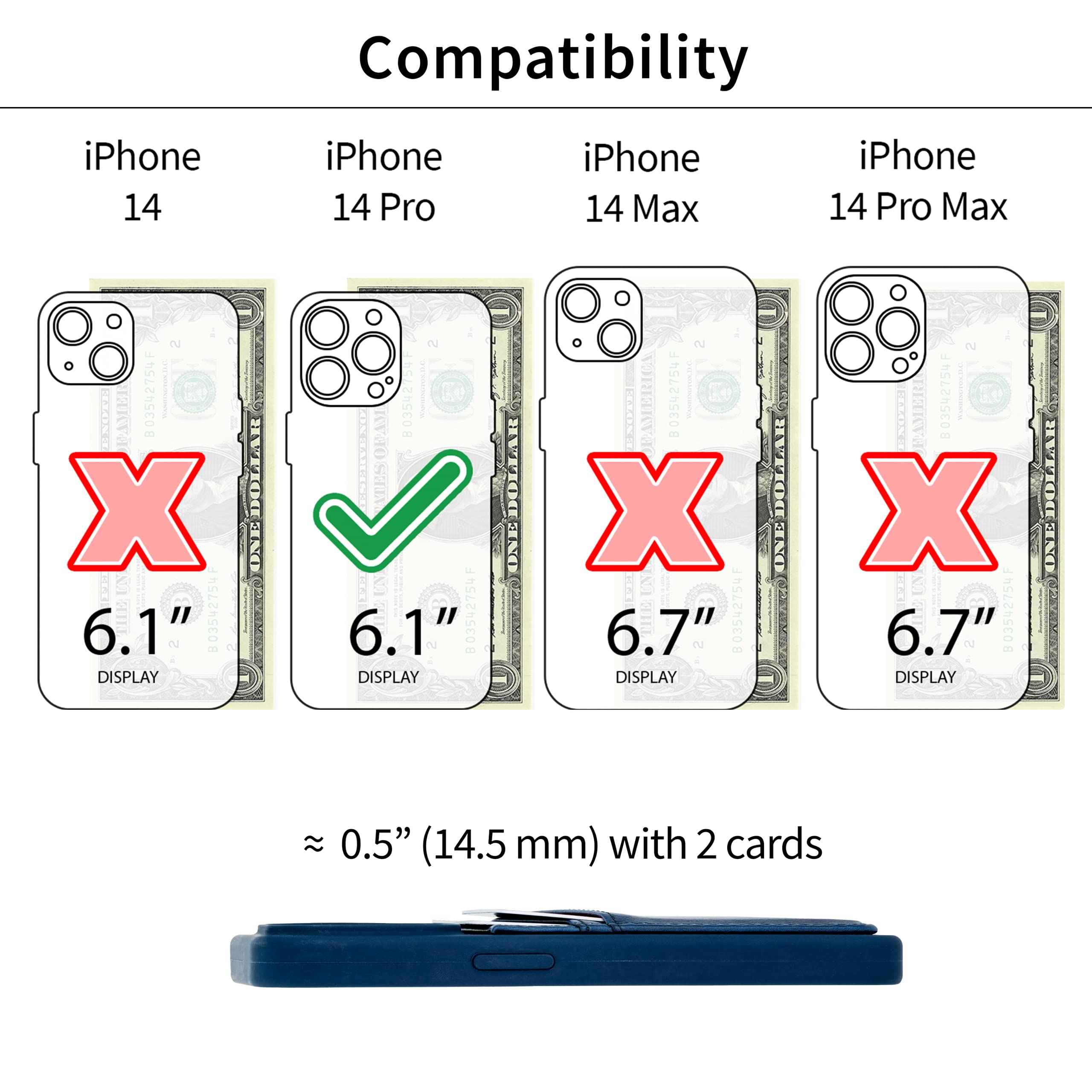 Foto 3 pulgar | Tarjetero Dockem Para Iphone 14 Pro Con Carcasa De Silicona Líquida, Color Azul Marino - Venta Internacional.
