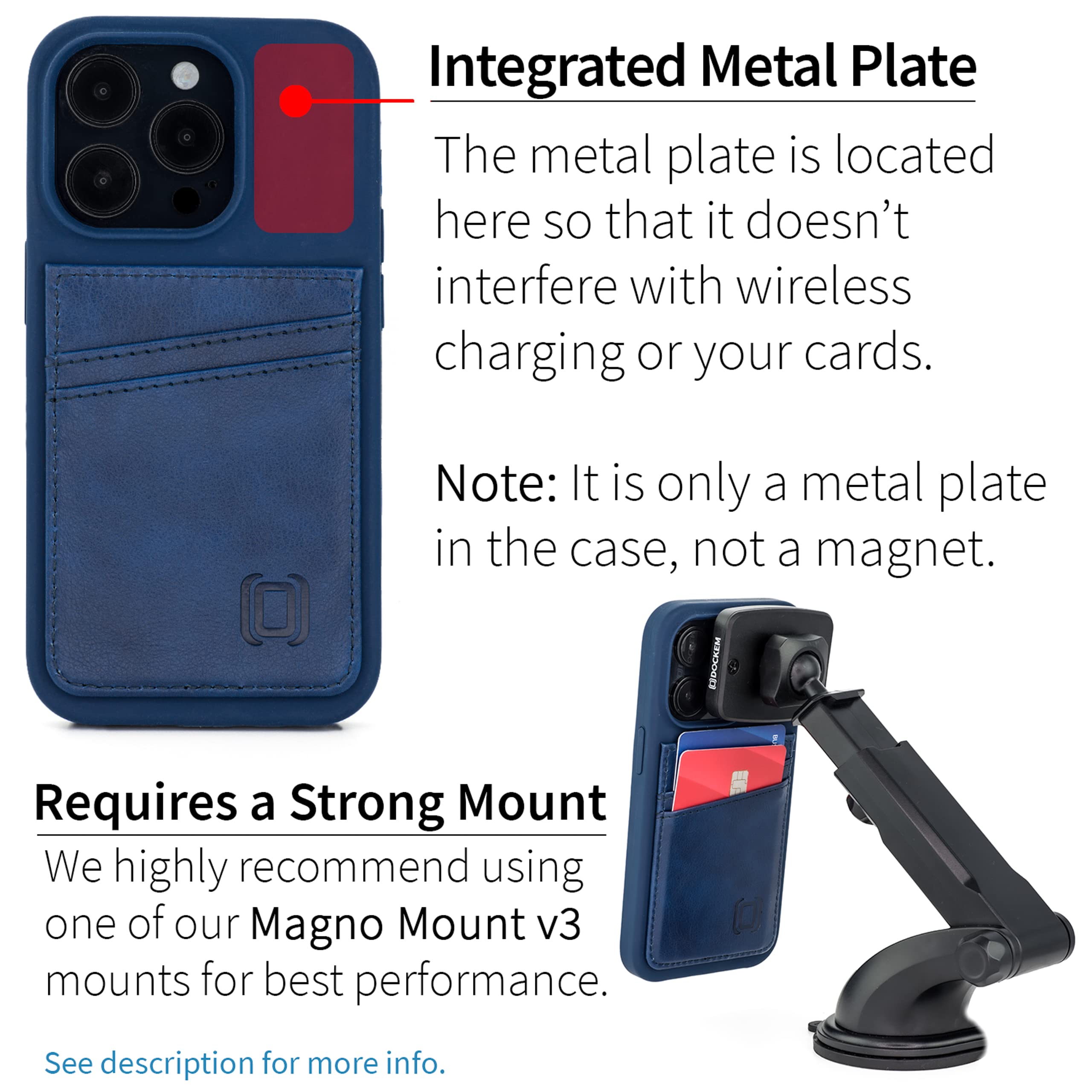 Foto 4 pulgar | Tarjetero Dockem Para Iphone 14 Pro Con Carcasa De Silicona Líquida, Color Azul Marino - Venta Internacional.