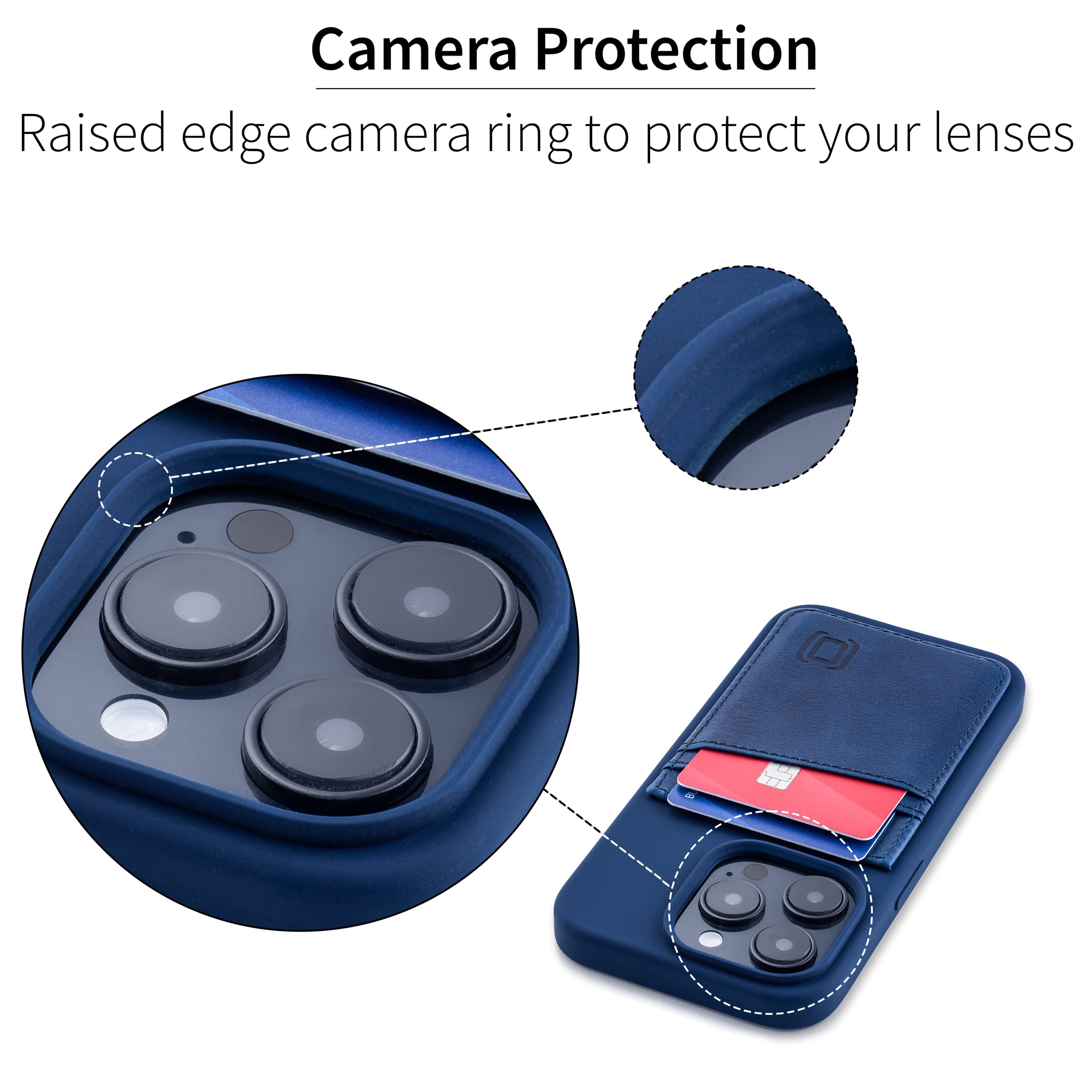 Foto 5 pulgar | Tarjetero Dockem Para Iphone 14 Pro Con Carcasa De Silicona Líquida, Color Azul Marino - Venta Internacional.