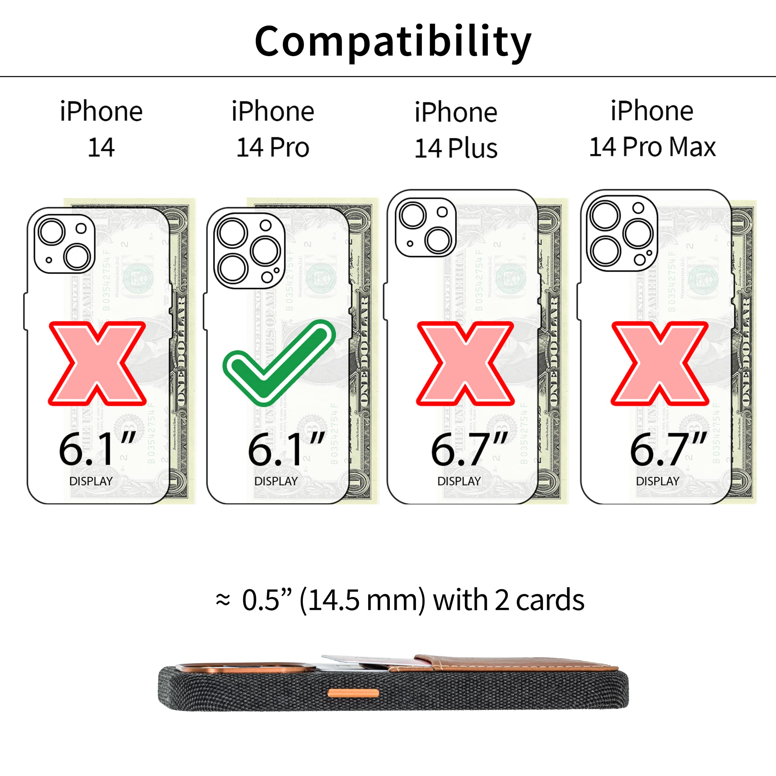Foto 3 pulgar | Tarjetero Dockem Para Iphone 14 Pro De Tela Con Cartera De Piel - Venta Internacional.