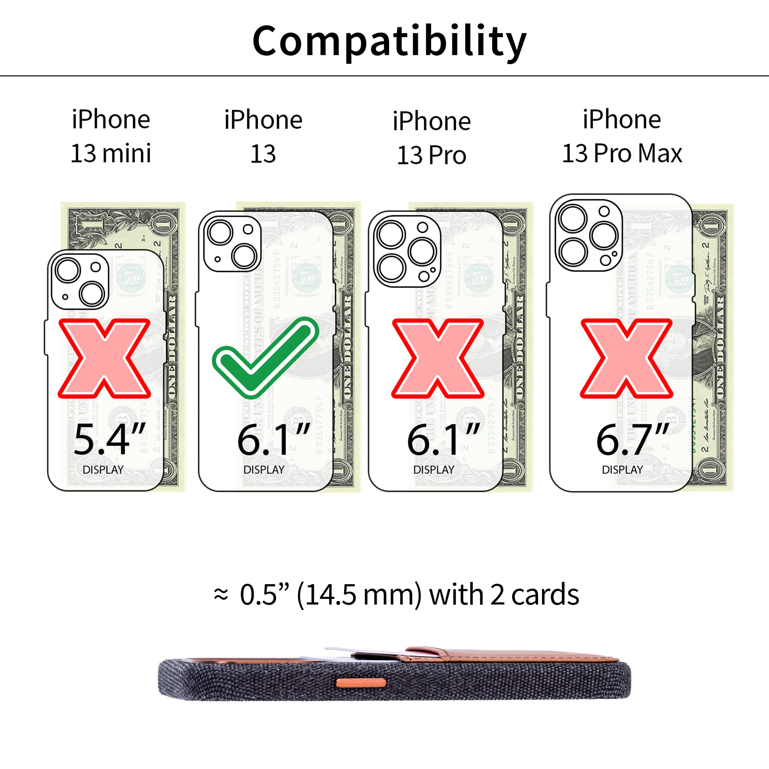 Foto 2 | Tarjetero Dockem Fabric Para Iphone 13 6.1 Con Cartera De Piel - Venta Internacional.
