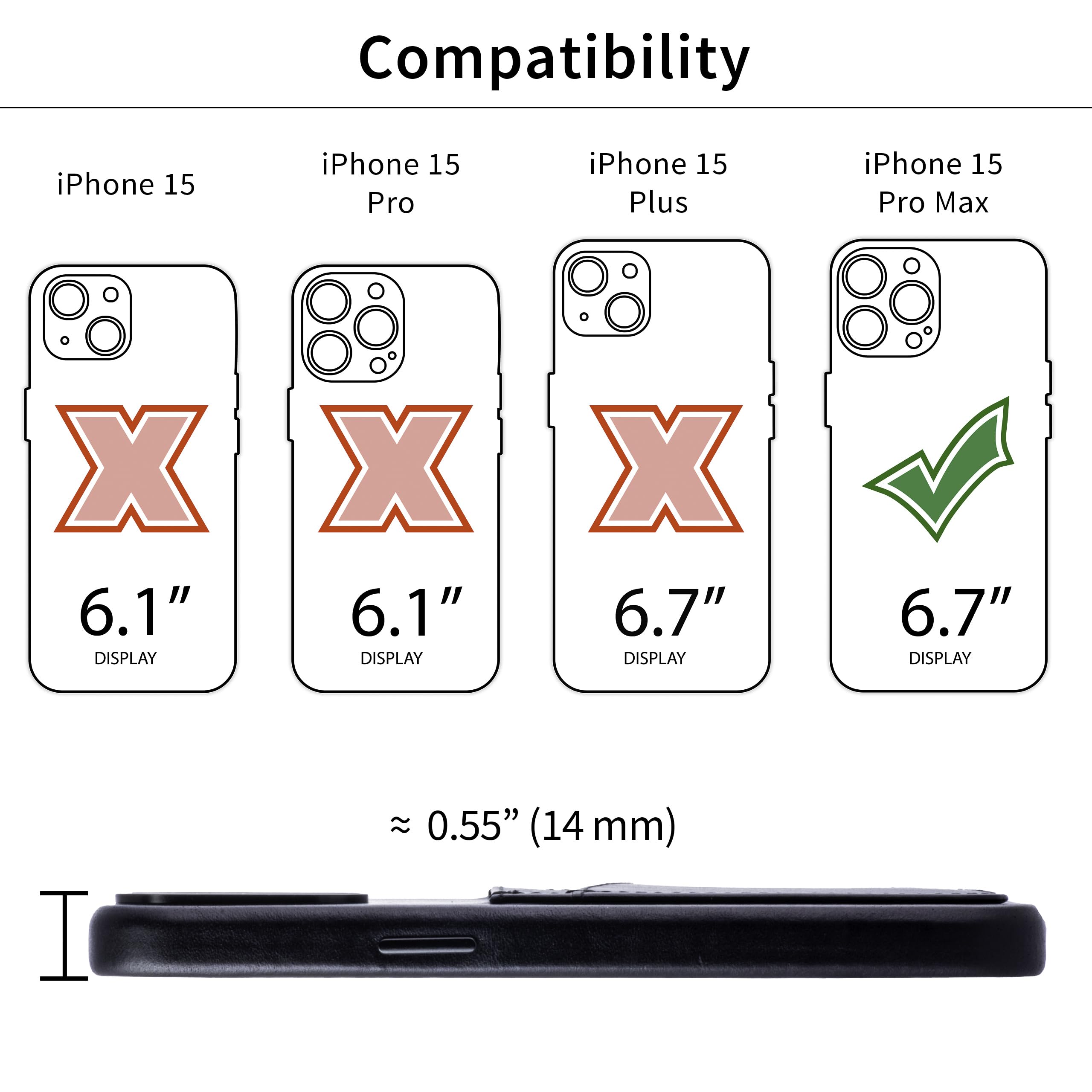 Foto 2 | Tarjetero Dockem De Piel Auténtica Para Iphone 15 Pro Max, Color Negro - Venta Internacional.