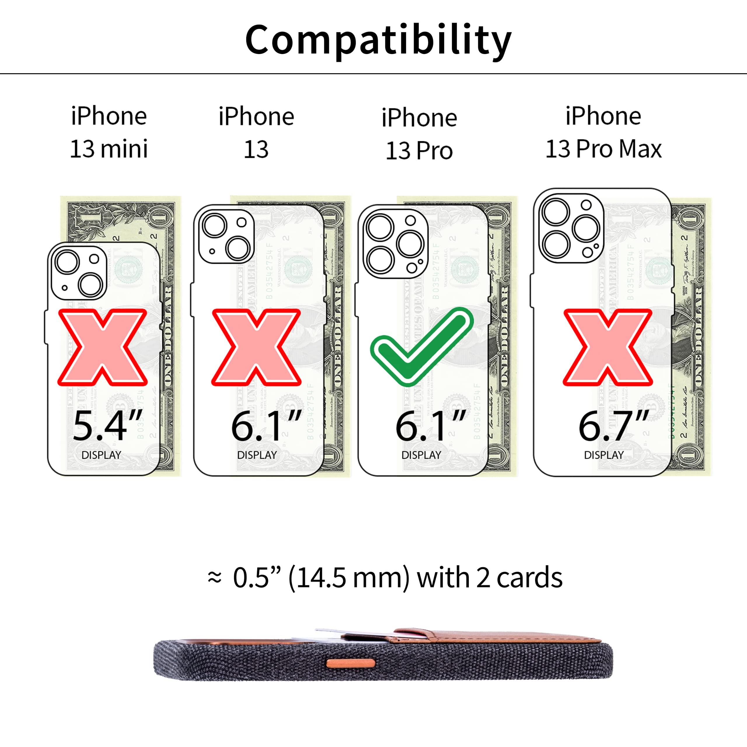 Foto 3 pulgar | Tarjetero Dockem Fabric Para Iphone 13 Pro 6.1 Con Cartera Gris - Venta Internacional.