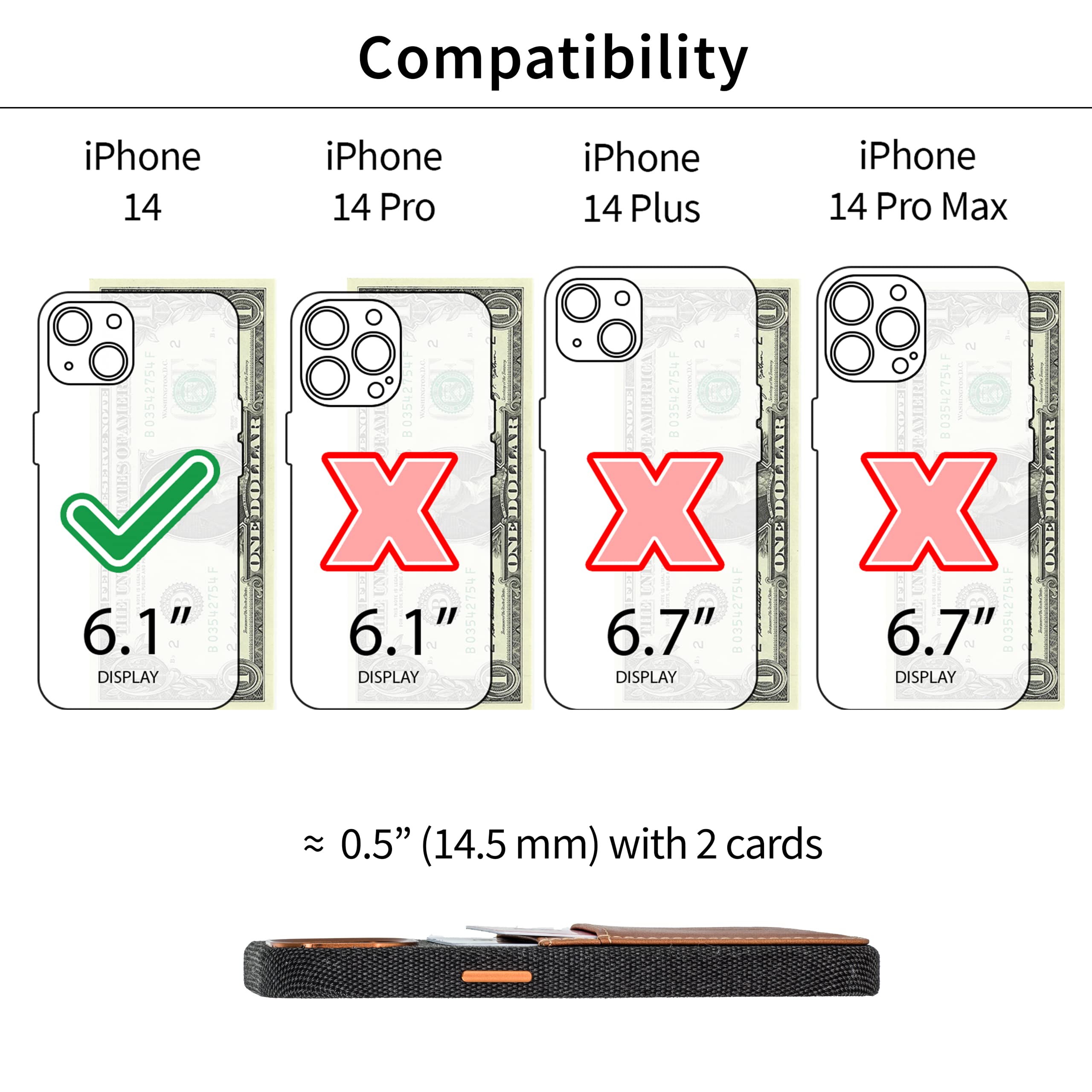 Foto 3 pulgar | Tarjetero De Tela Dockem Para Iphone 14 Con Cartera De Piel, Color Gris - Venta Internacional.