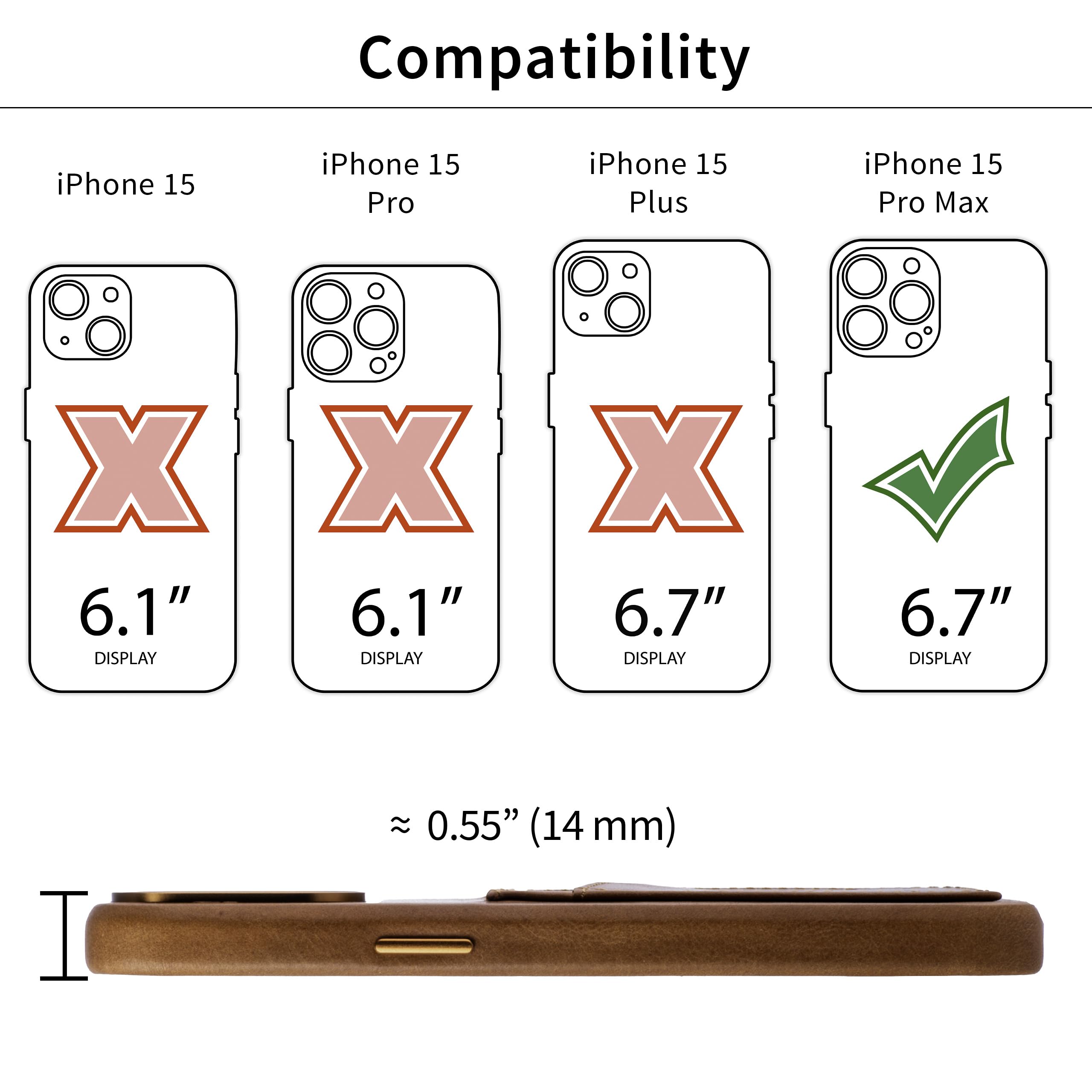 Foto 2 | Tarjetero Dockem De Piel Auténtica Para Iphone 15 Pro Max, Color Marrón - Venta Internacional.