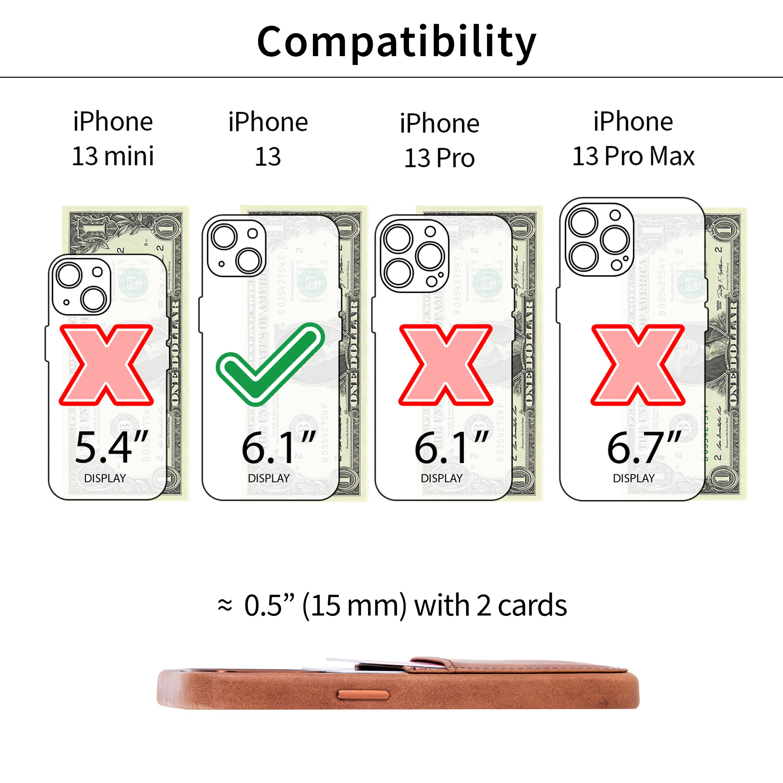 Foto 2 | Tarjetero Dockem De Piel Auténtica Para Iphone 13, Color Marrón Claro - Venta Internacional.