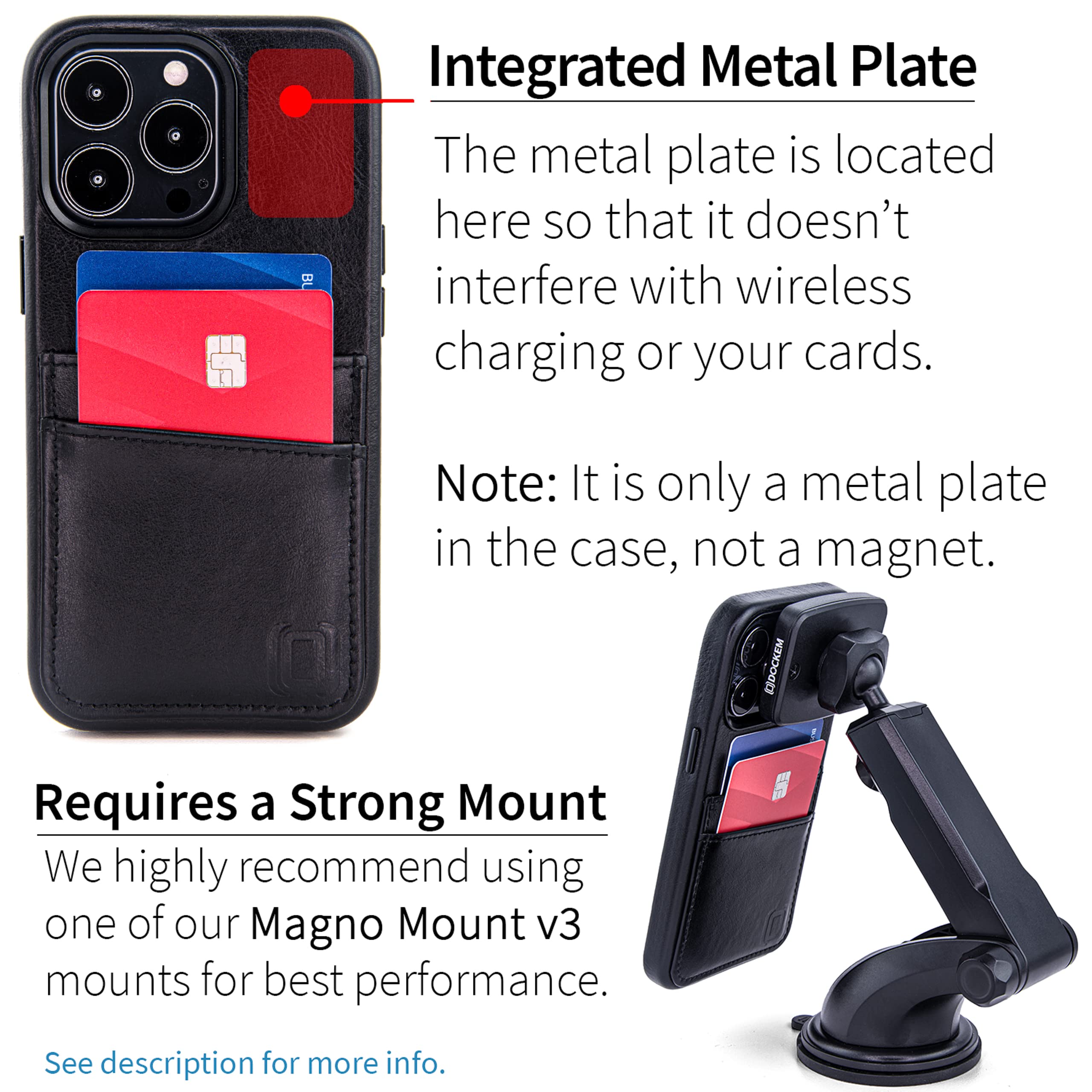 Foto 4 pulgar | Funda de Piel Auténtica Dockem Negra para iPhone 13 Pro - Venta Internacional