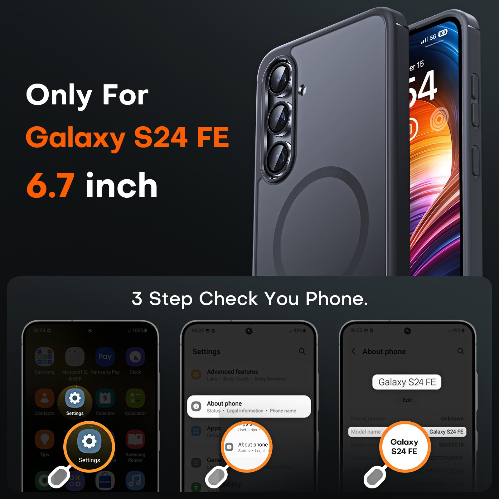 Foto 3 pulgar | Funda De Teléfono Tocol Magnetic Para Samsung Galaxy S24 Fe 6.7 - Venta Internacional.