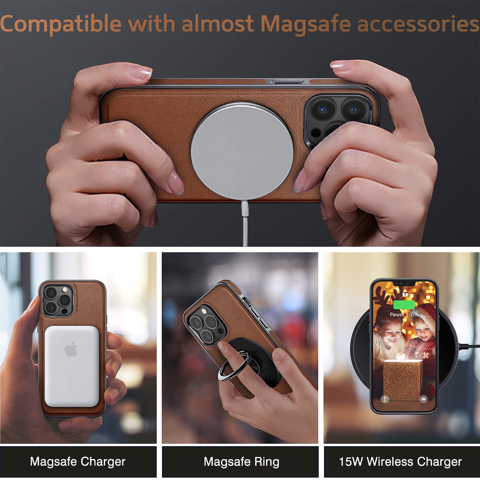 Foto 3 | Funda Lohasic Para Iphone 14 Pro De Piel Marrón - Venta Internacional.