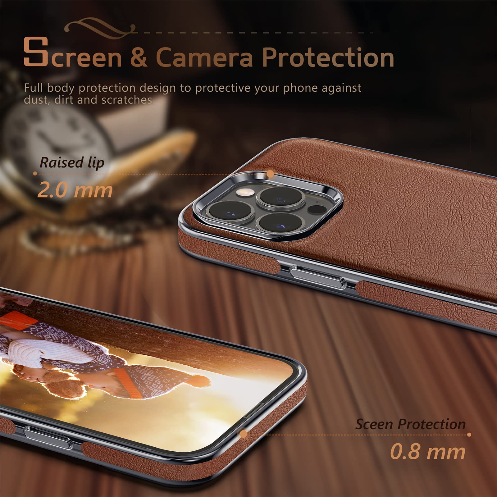 Foto 6 pulgar | Funda Lohasic Para Iphone 14 Pro De Piel Marrón - Venta Internacional.