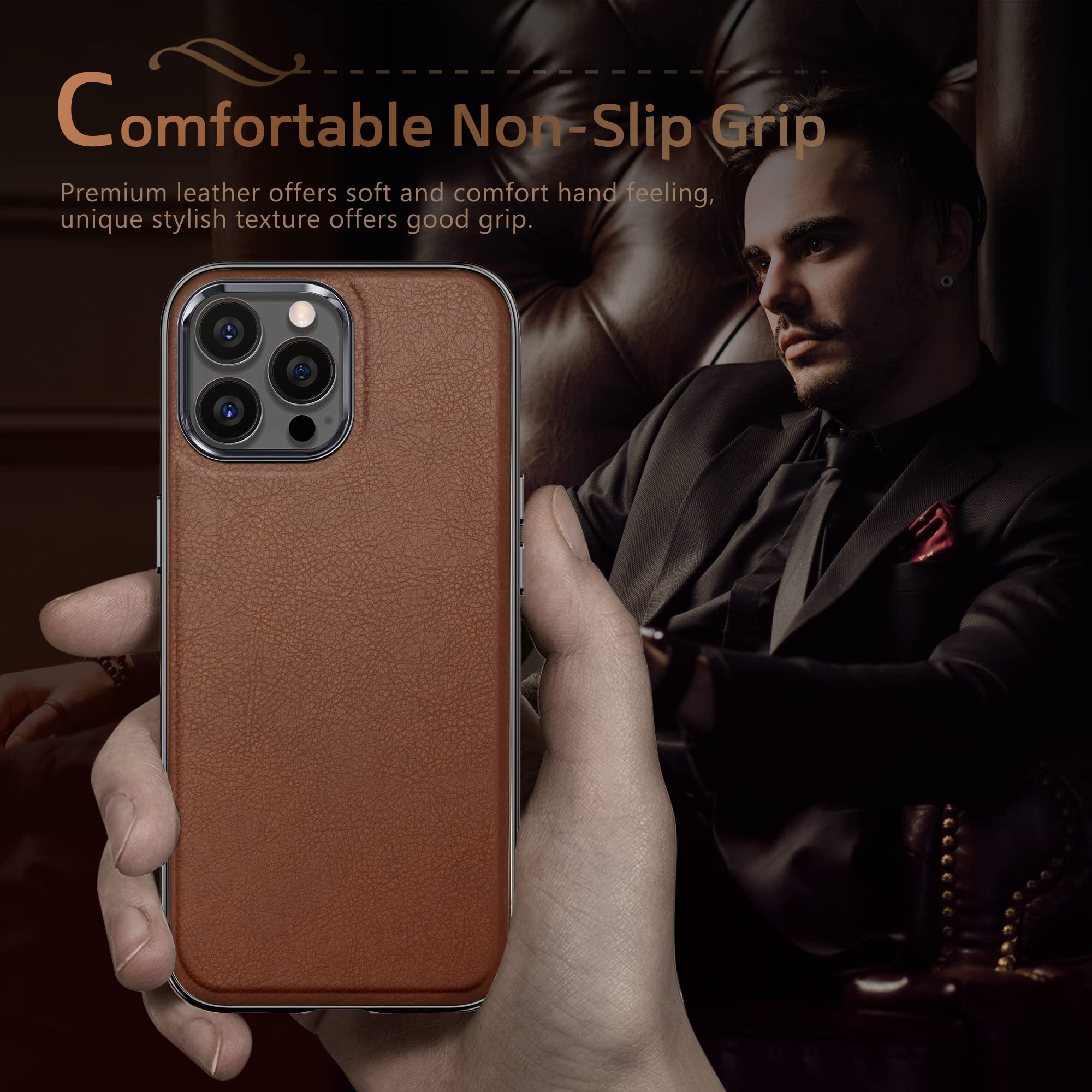Foto 6 | Funda Lohasic Para Iphone 14 Pro De Piel Marrón - Venta Internacional.