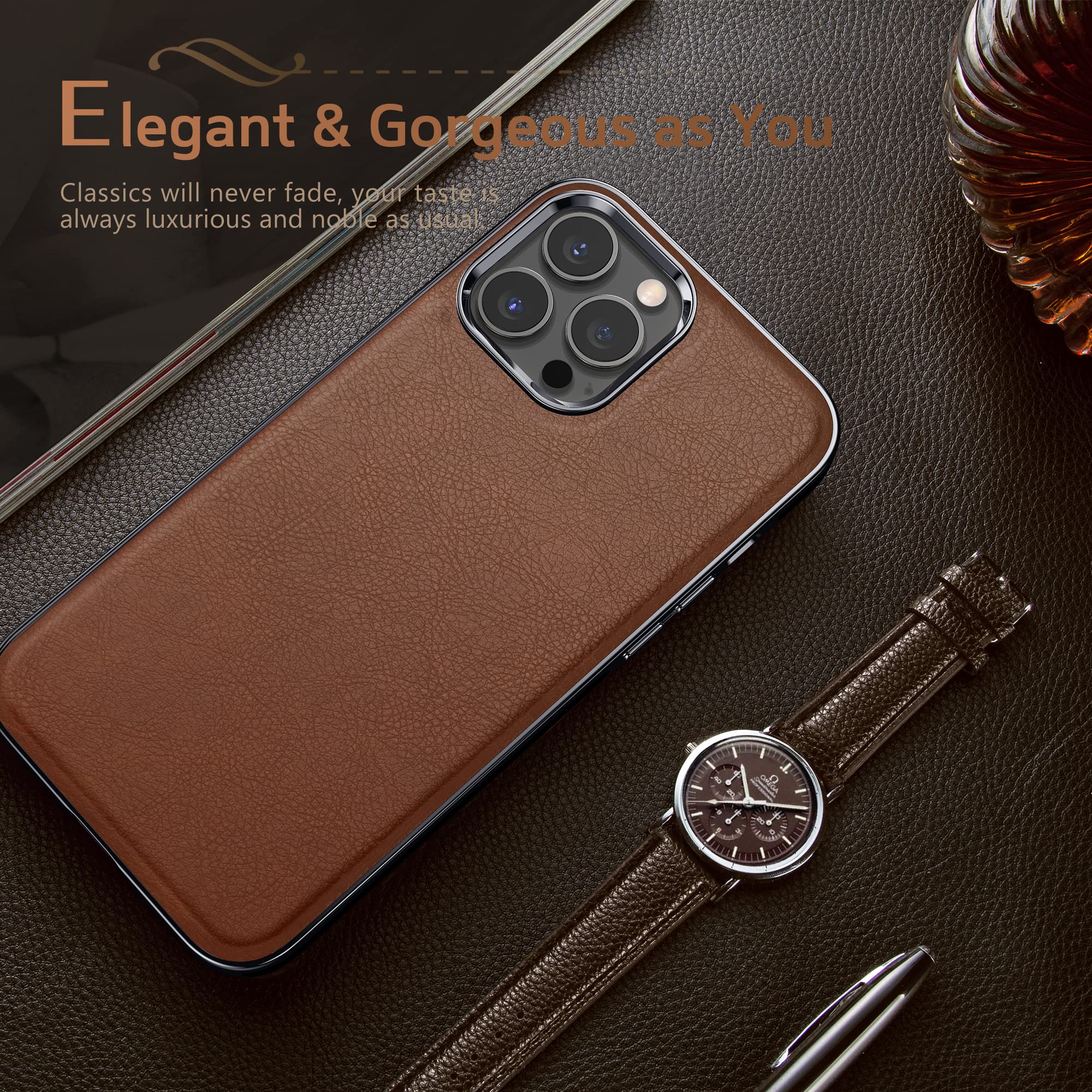 Foto 7 | Funda Lohasic Para Iphone 14 Pro De Piel Marrón - Venta Internacional.