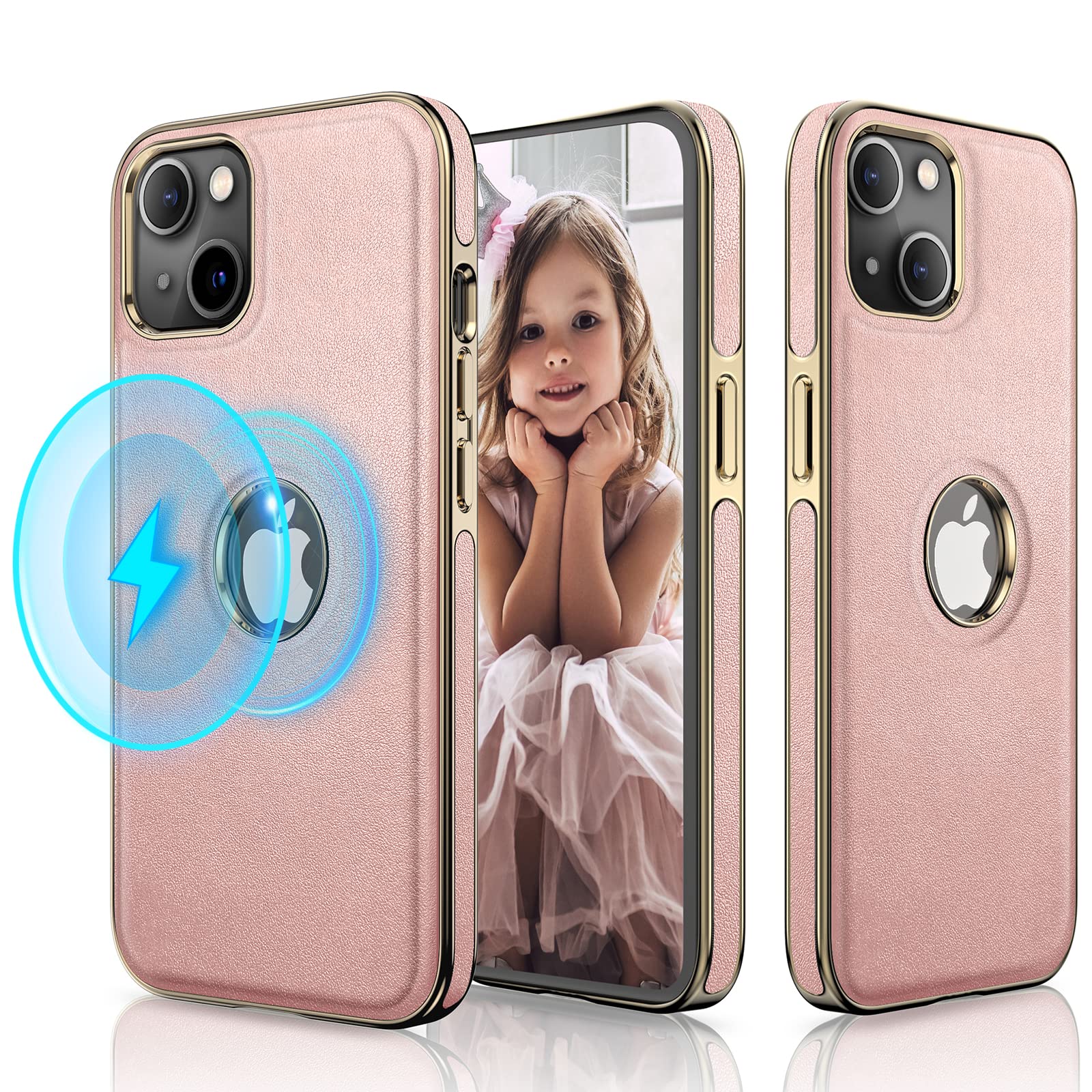 Foto 2 pulgar | Funda Magnética Lohasic Para Iphone 14 Plus De Piel Dorada Rosa - Venta Internacional.
