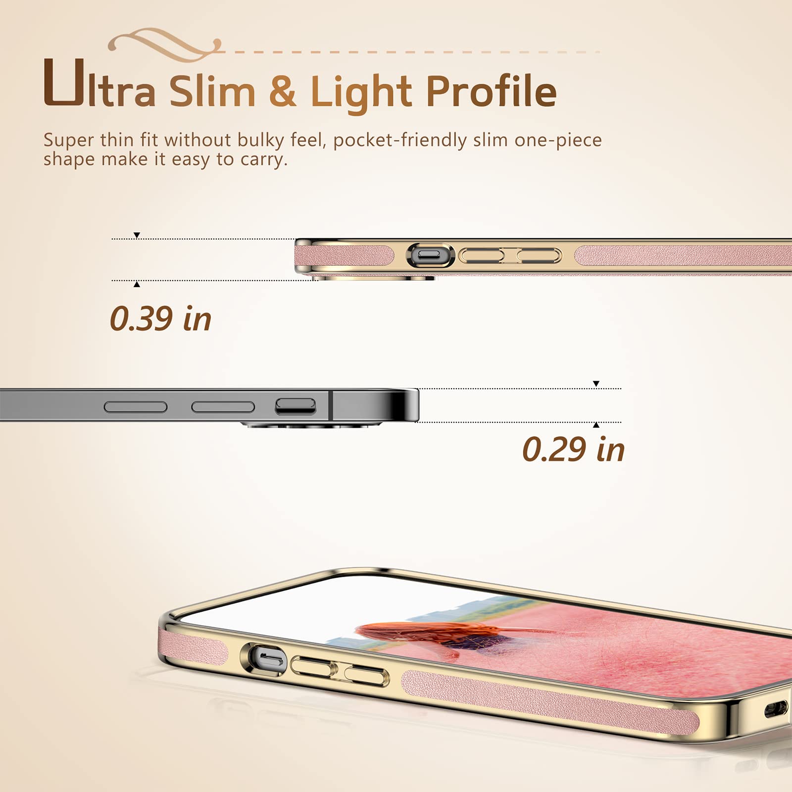 Foto 4 | Funda Magnética Lohasic Para Iphone 14 Plus De Piel Dorada Rosa - Venta Internacional.