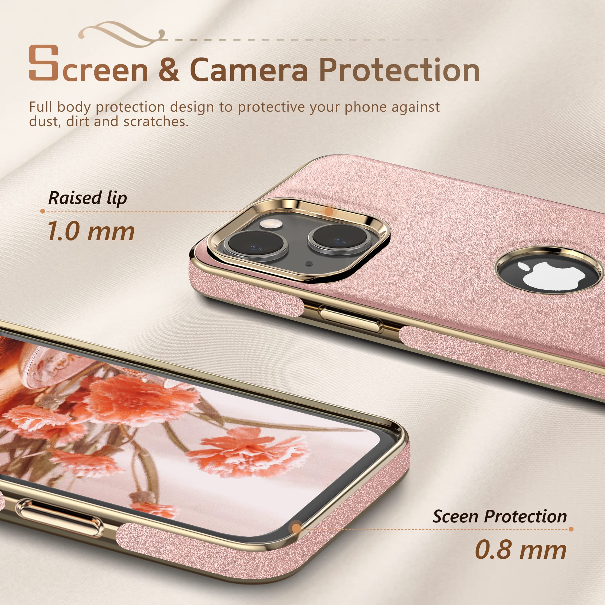 Foto 6 pulgar | Funda Magnética Lohasic Para Iphone 14 Plus De Piel Dorada Rosa - Venta Internacional.