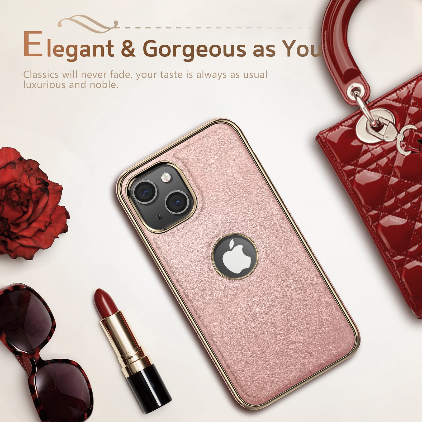 Foto 7 pulgar | Funda Magnética Lohasic Para Iphone 14 Plus De Piel Dorada Rosa - Venta Internacional.