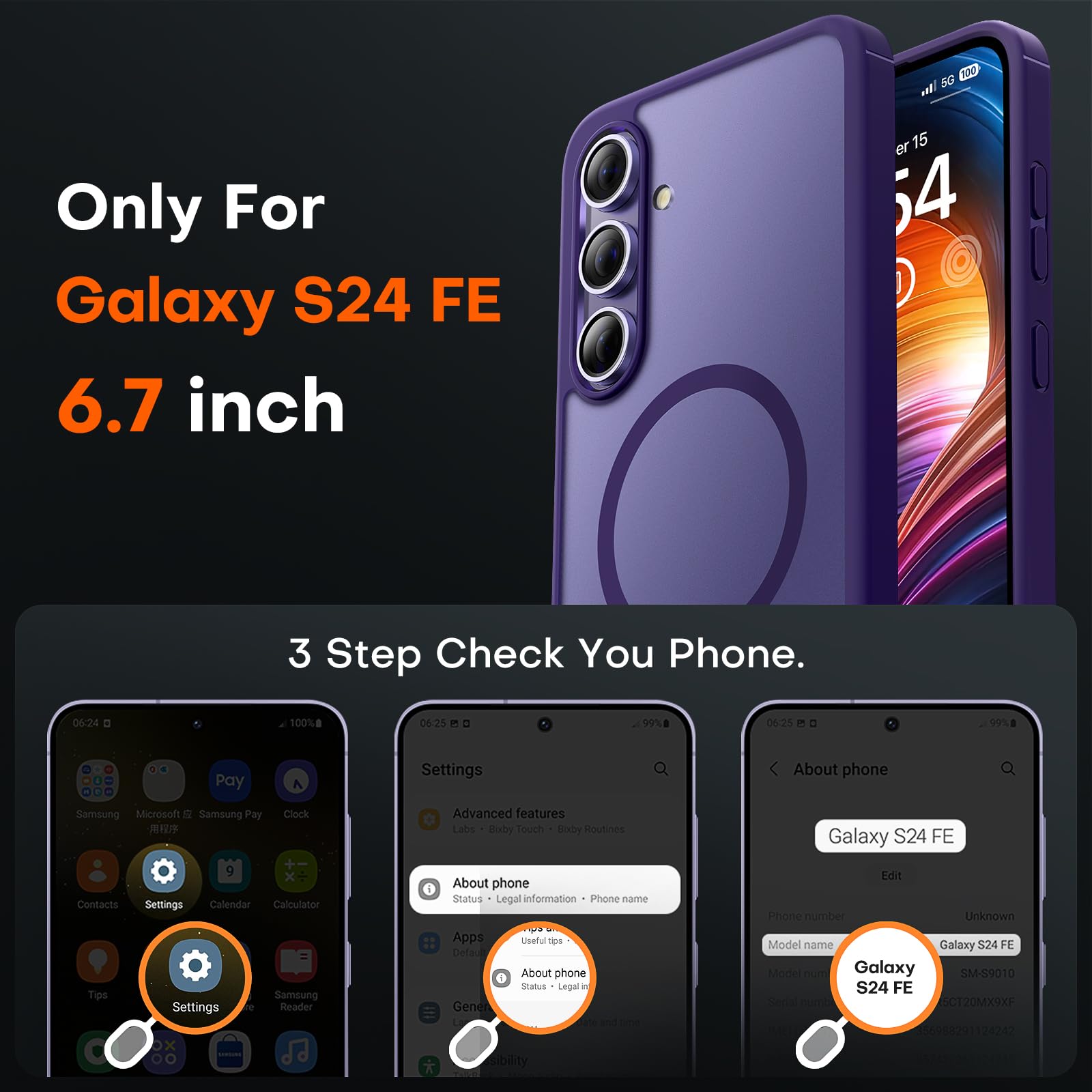 Foto 3 pulgar | Funda De Teléfono Tocol Magnetic Para Samsung Galaxy S24 Fe 6.7 - Venta Internacional.