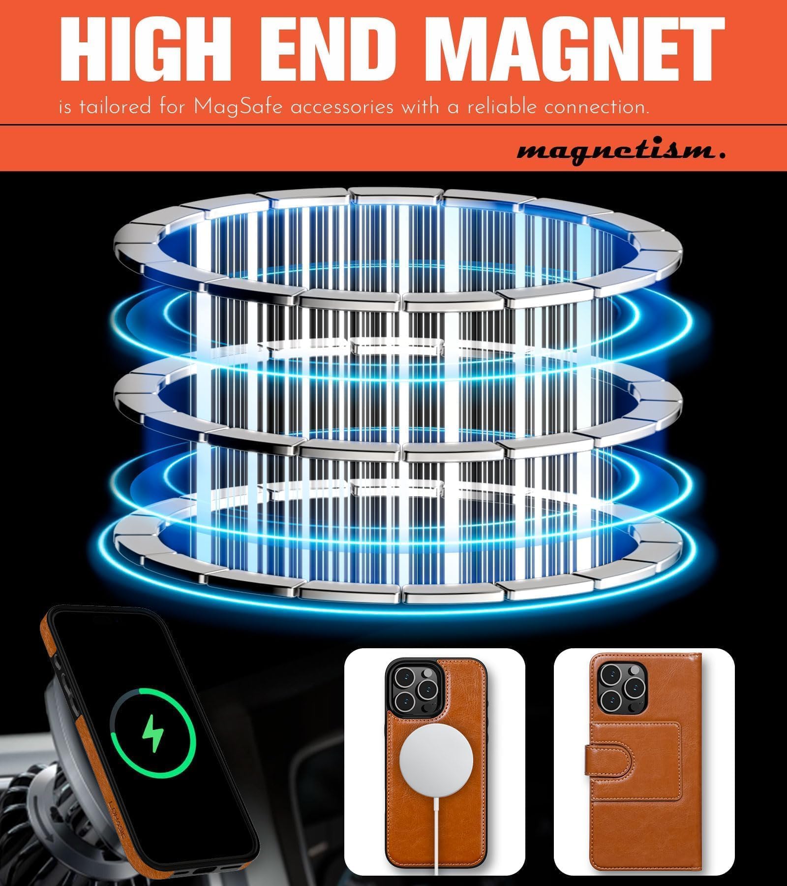 Foto 4 pulgar | Funda Tipo Cartera Lohasic Magnetic Para Iphone 16 Pro Max Brown - Venta Internacional.