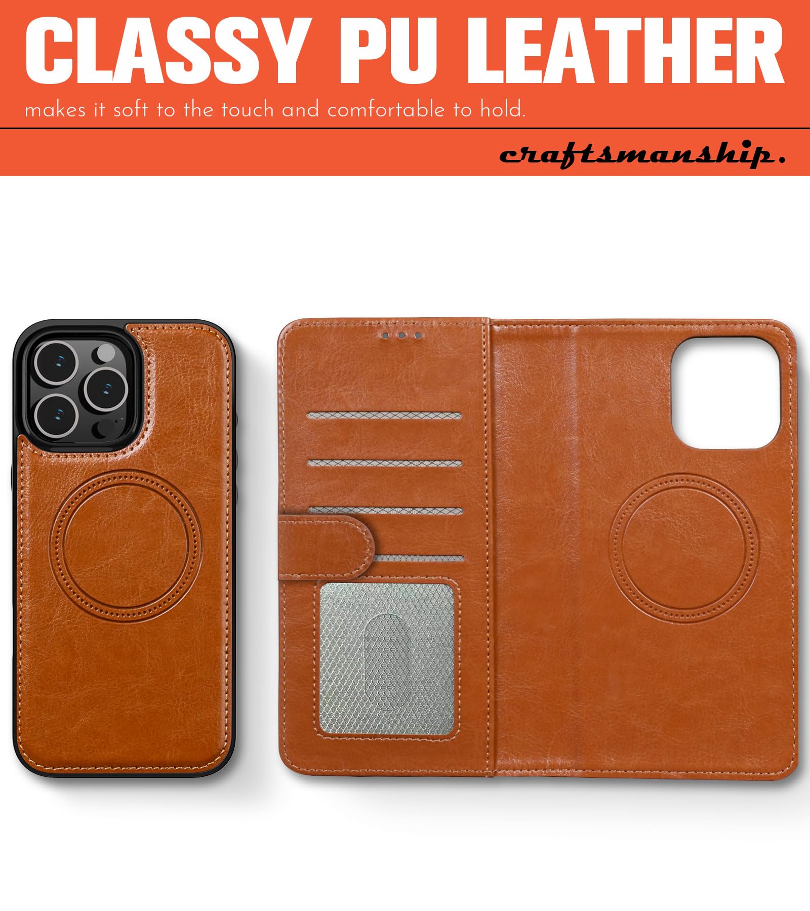 Foto 6 | Funda Tipo Cartera Lohasic Magnetic Para Iphone 16 Pro Max Brown - Venta Internacional.
