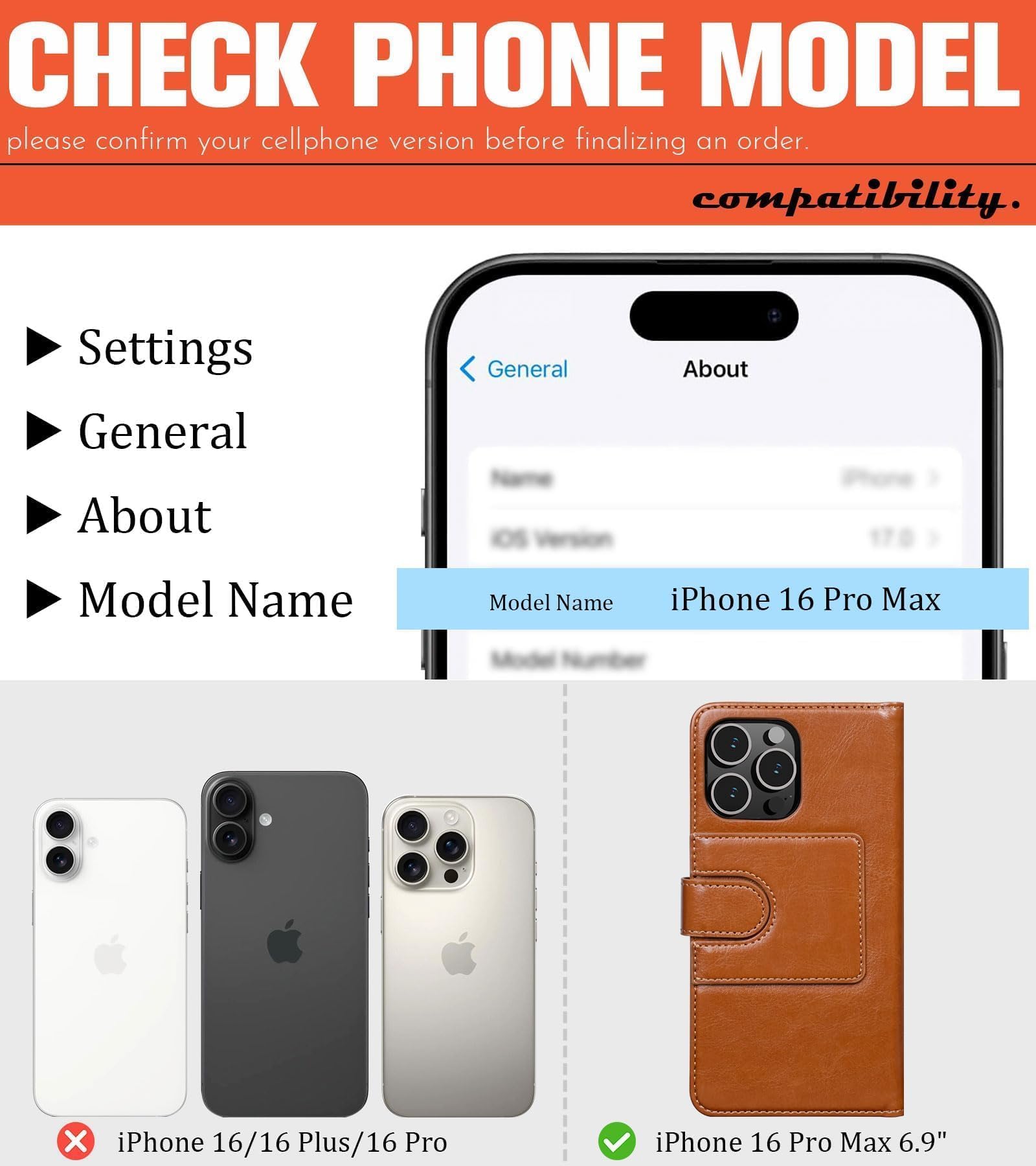 Foto 8 pulgar | Funda Tipo Cartera Lohasic Magnetic Para Iphone 16 Pro Max Brown - Venta Internacional.