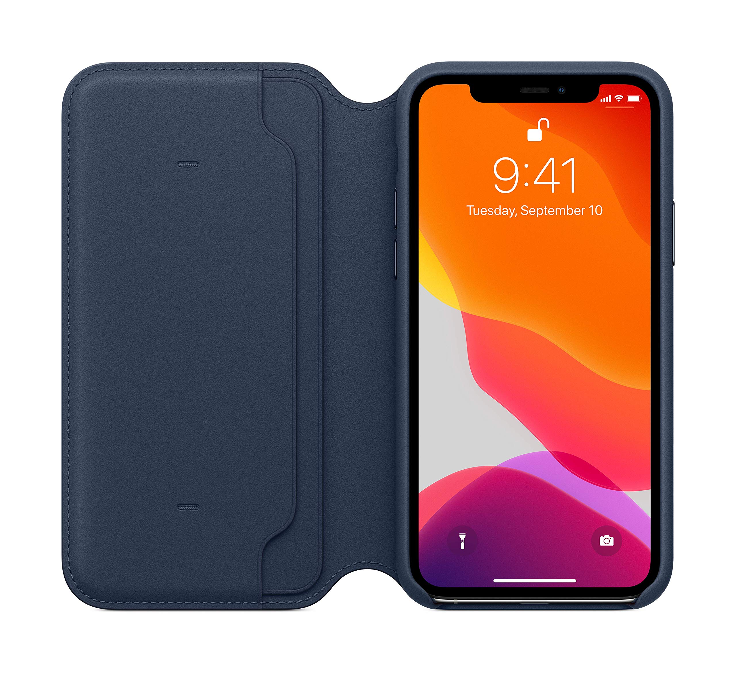 Foto 5 pulgar | Funda De Piel Tipo Folio Para Apple Iphone 11 Pro Azul Marino Profundo - Venta Internacional