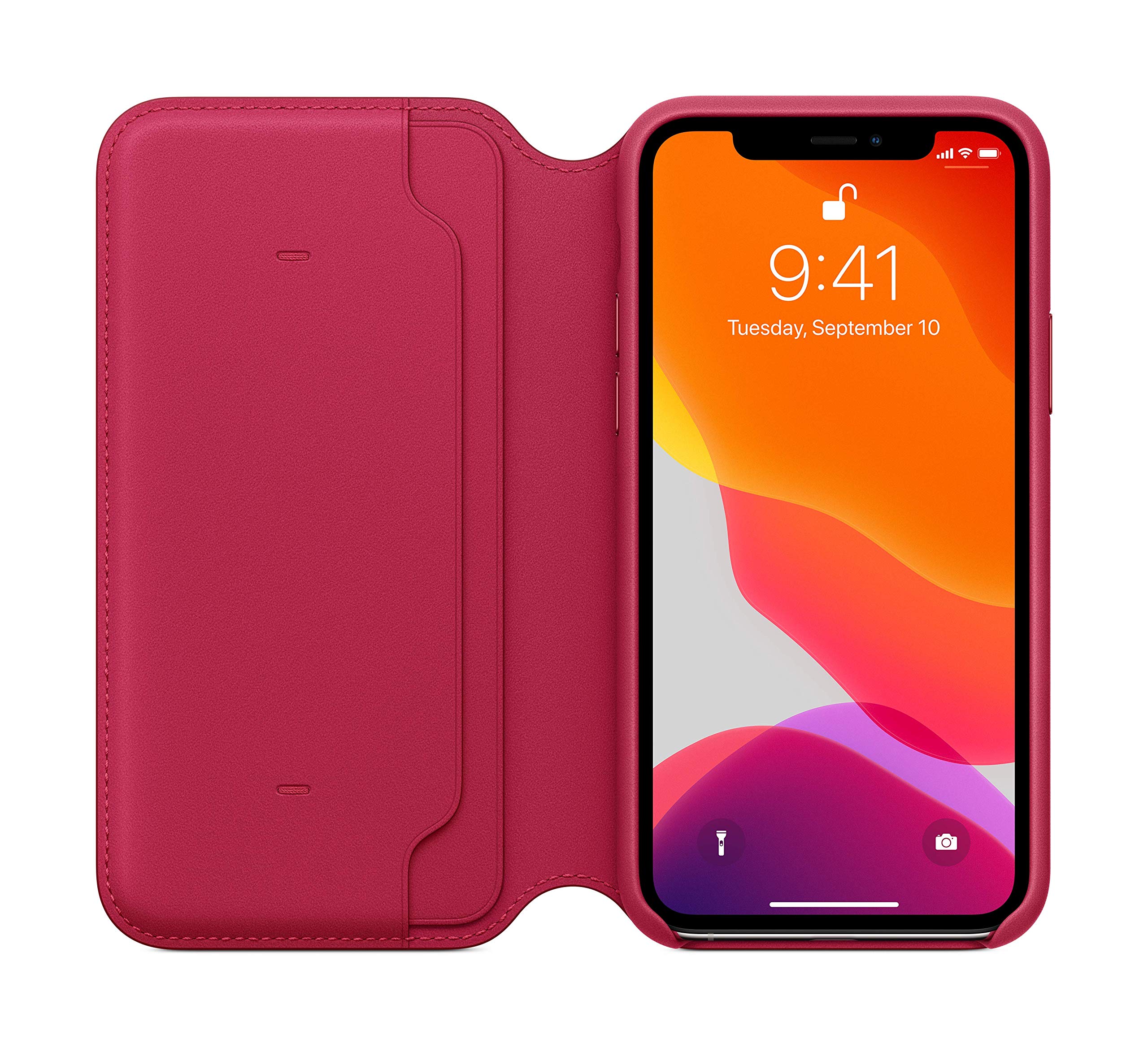 Foto 5 pulgar | Funda de Piel Para Apple Iphone 11 Pro Diseño Folio Frambuesa - Venta Internacional