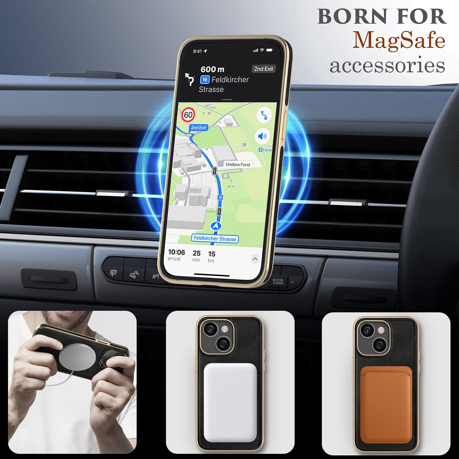 Foto 3 | Funda De Piel Sintética Lohasic Para Iphone 14, 6.1 Pulgadas, 5g 2022, Negra - Venta Internacional.