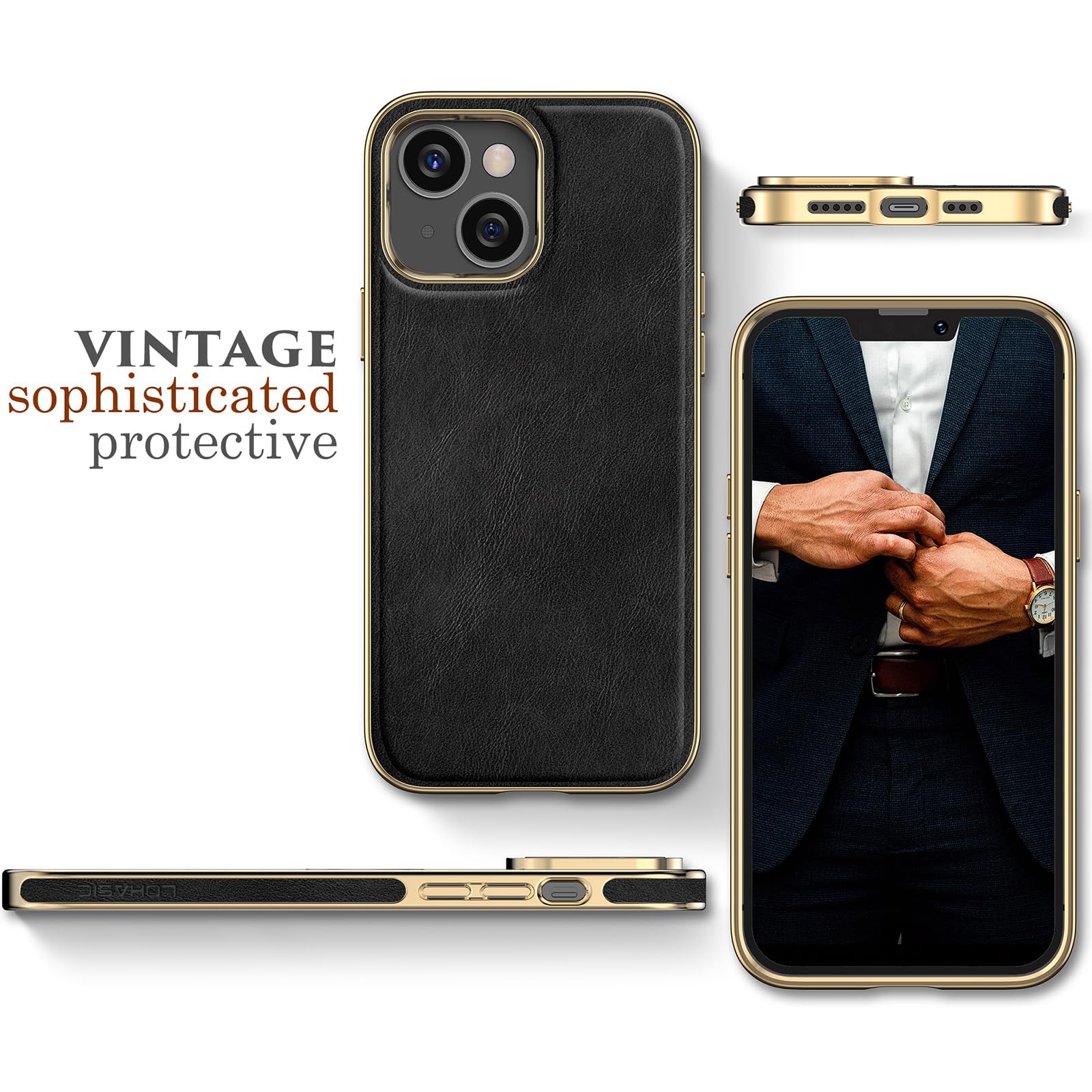 Foto 5 pulgar | Funda De Piel Sintética Lohasic Para Iphone 14, 6.1 Pulgadas, 5g 2022, Negra - Venta Internacional.