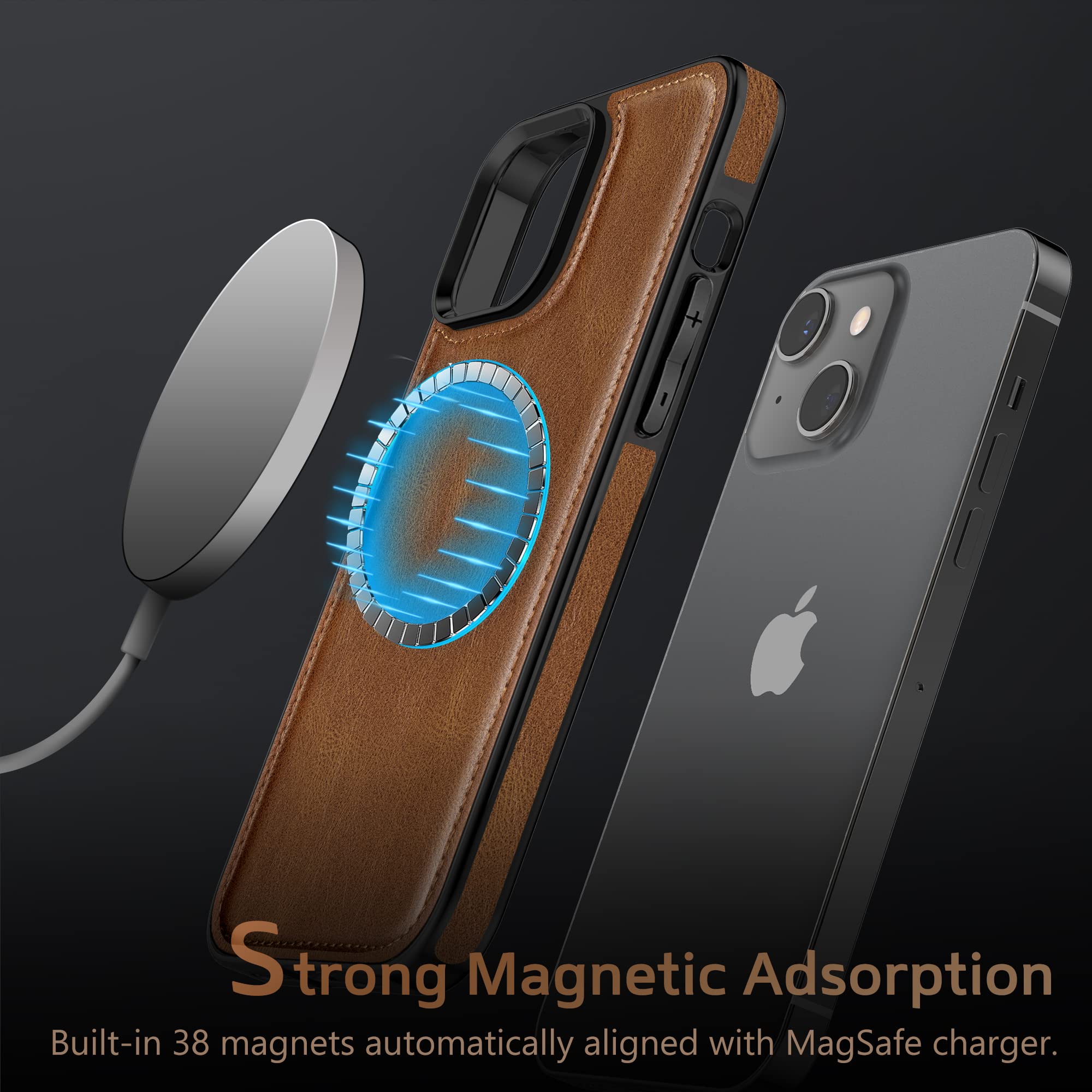 Foto 4 pulgar | Funda Lohasic De Piel, Compatible Con Iphone 14 De 6.1 Pulgadas, Color Marrón - Venta Internacional.