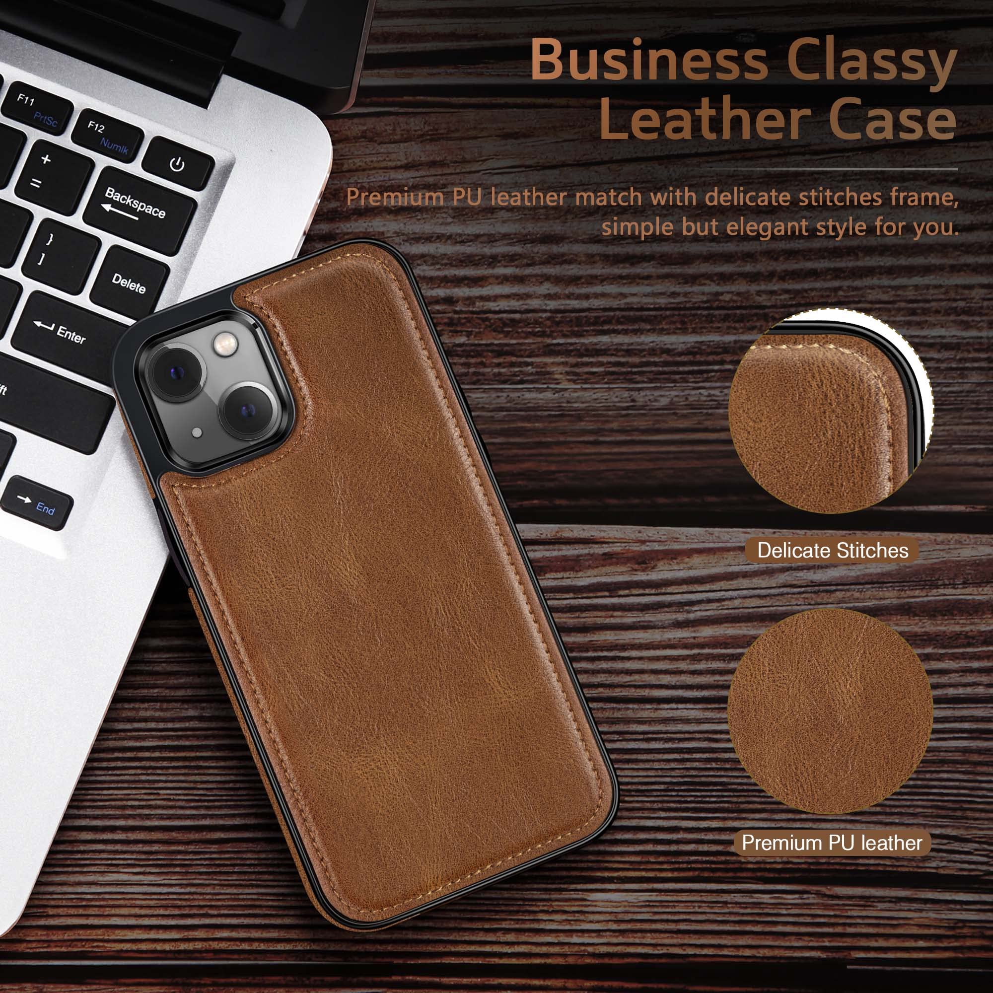 Foto 8 pulgar | Funda Lohasic De Piel, Compatible Con Iphone 14 De 6.1 Pulgadas, Color Marrón - Venta Internacional.