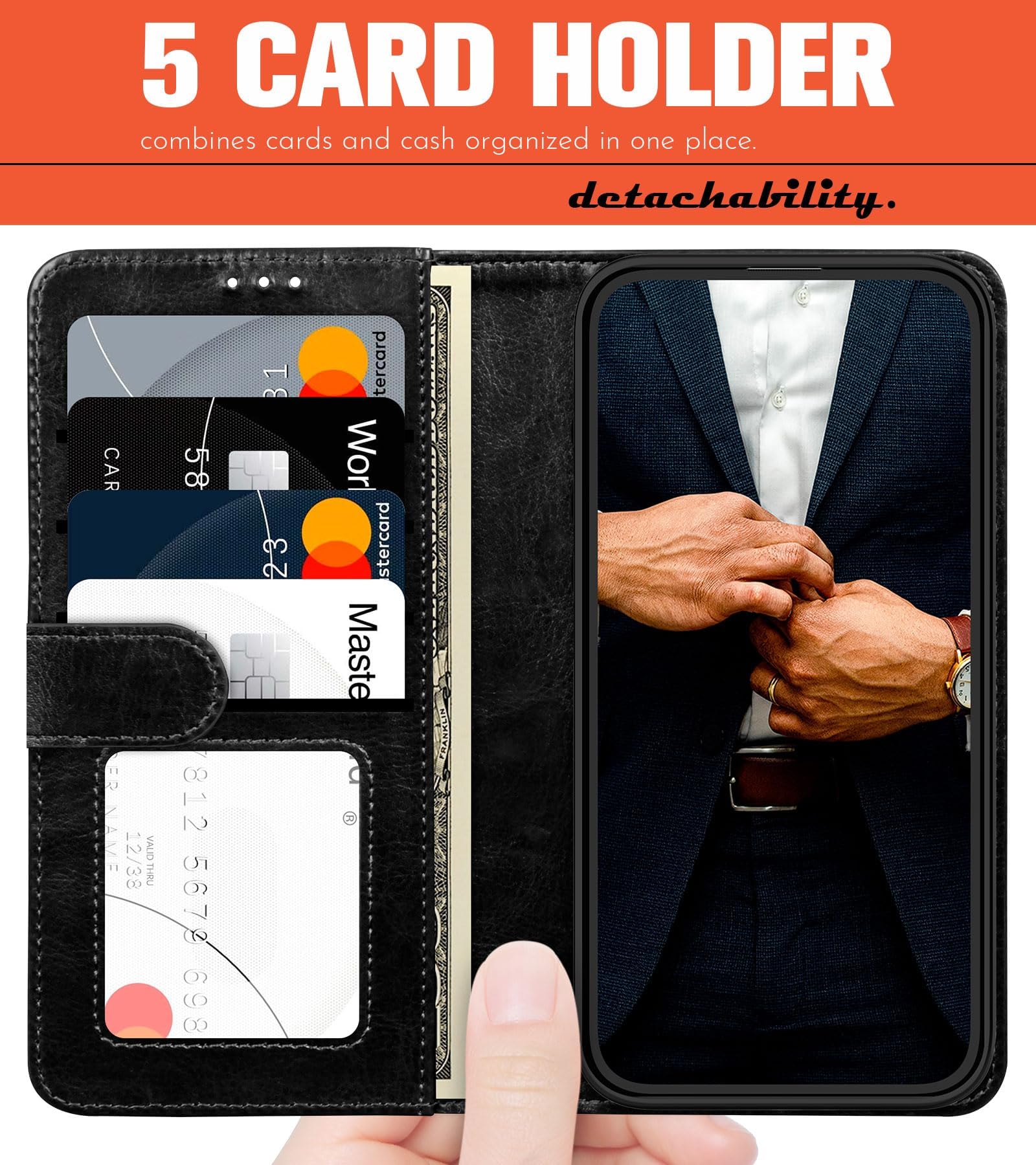 Foto 3 pulgar | Funda Tipo Cartera Lohasic Magnetic Para Iphone 16 Pro De 6,3 Pulgadas, Color Negro - Venta Internacional.