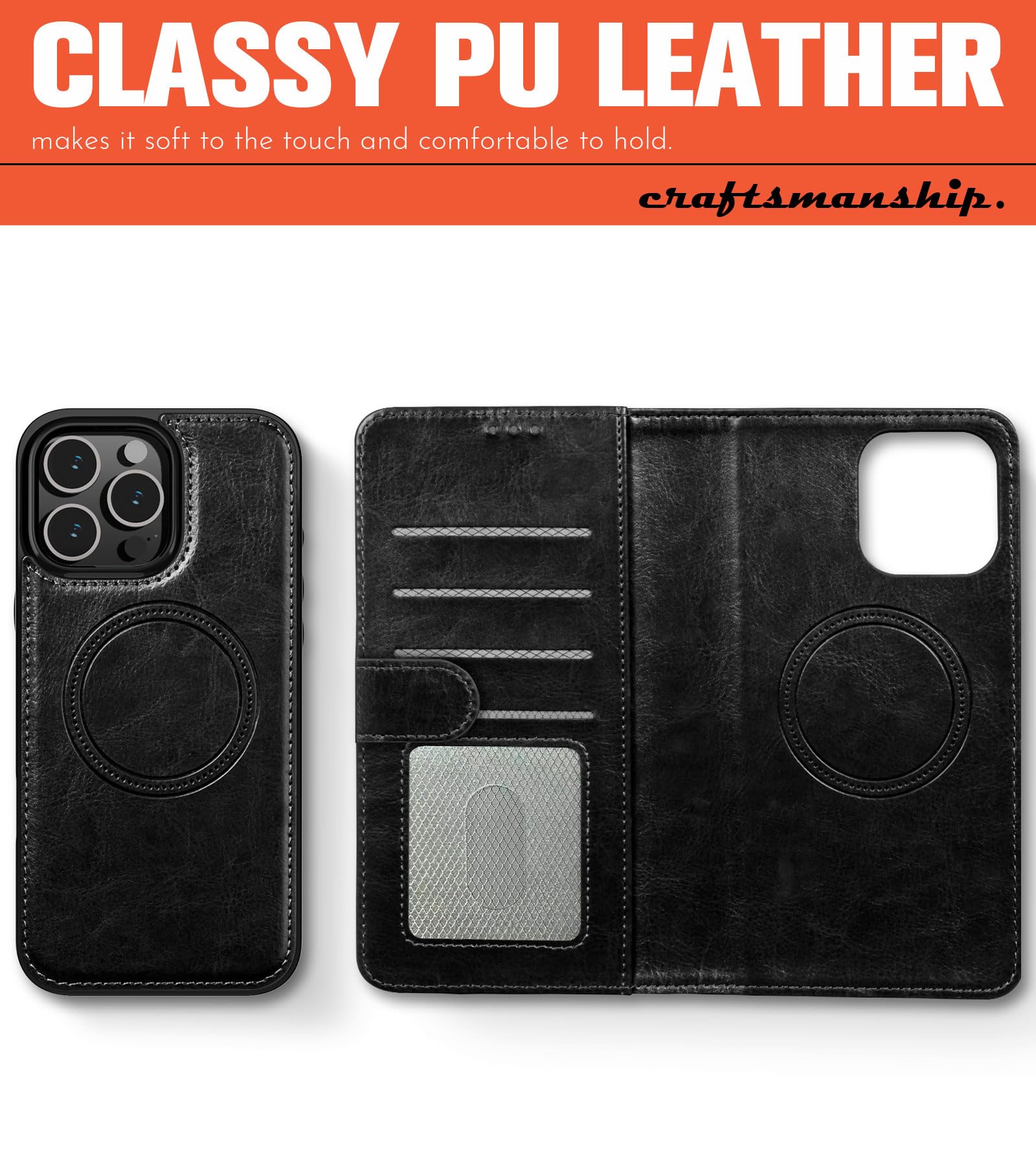 Foto 6 | Funda Tipo Cartera Lohasic Magnetic Para Iphone 16 Pro De 6,3 Pulgadas, Color Negro - Venta Internacional.