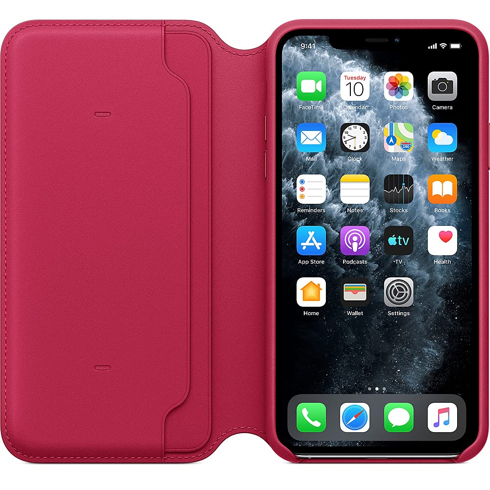 Foto 7 pulgar | Funda De Piel Tipo Folio Para Apple Iphone 11 Pro Max Frambuesa - Venta Internacional
