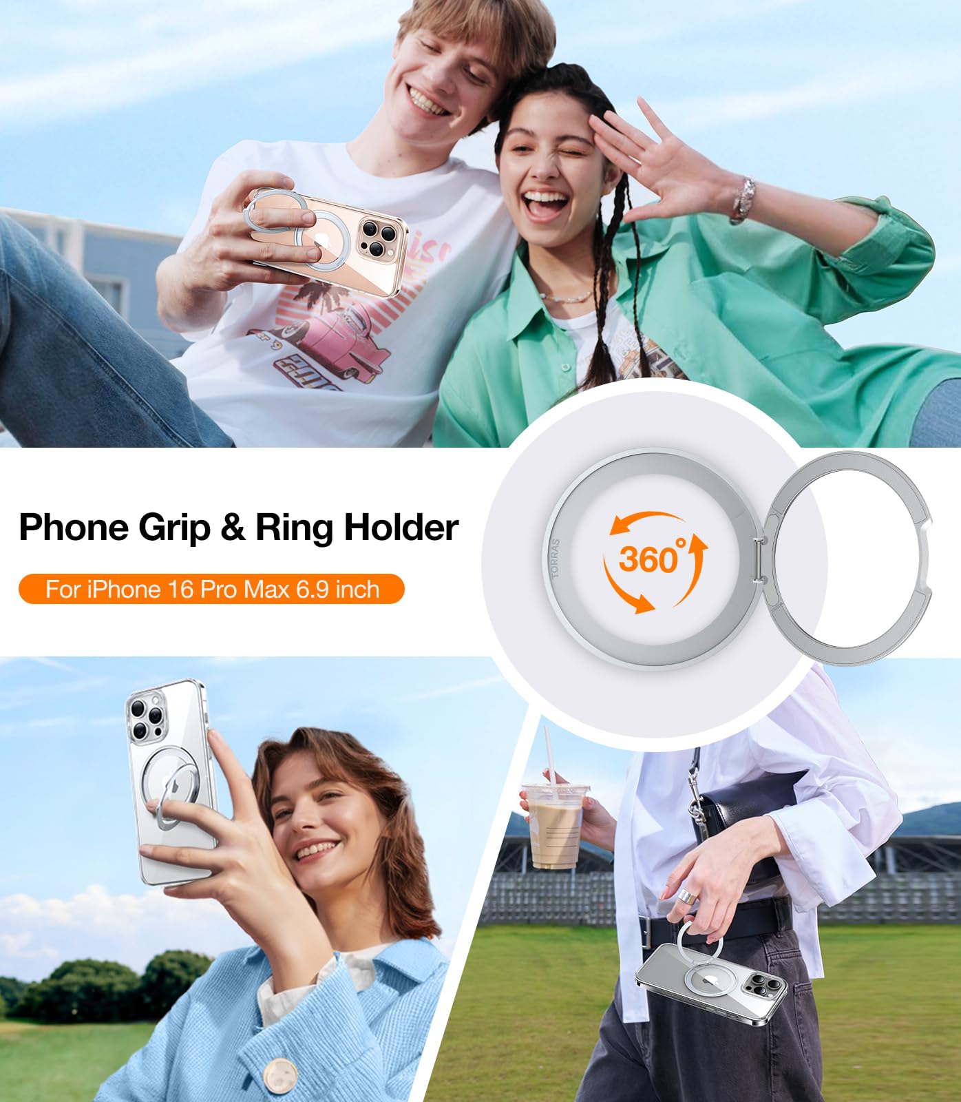 Foto 4 pulgar | Funda De Teléfono Torras Mejorada Magnética Giratoria De 360° Para Iphone 16 Pro Max - Venta Internacional.