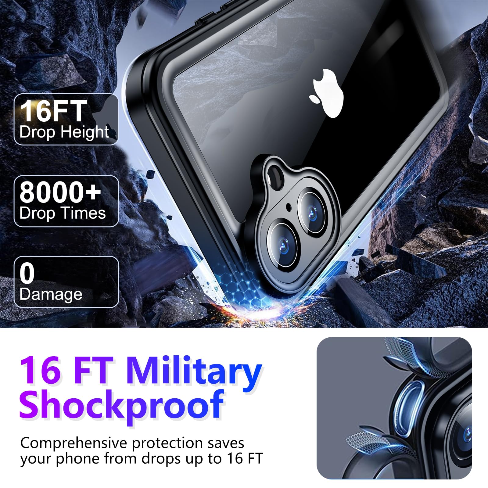 Foto 4 | Funda Impermeable Temdan Compatible Con Iphone 16 De 6.1 Pulgadas - Venta Internacional.