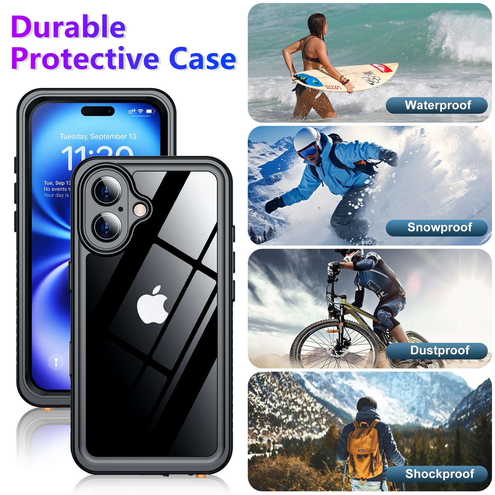 Foto 6 | Funda Impermeable Temdan Compatible Con Iphone 16 De 6.1 Pulgadas - Venta Internacional.